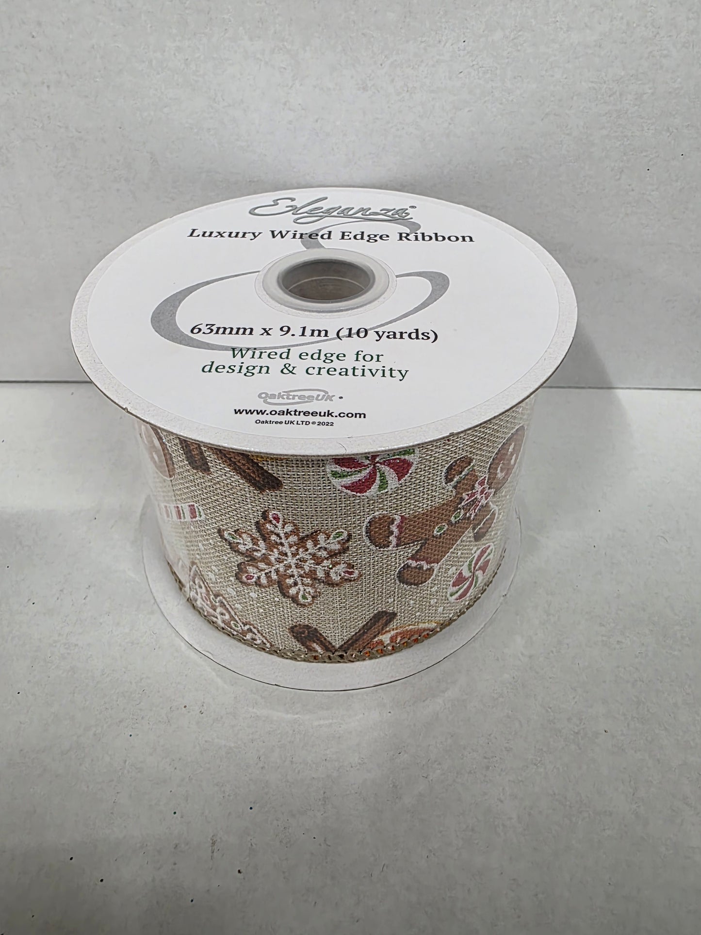 Ribbon Xmas Burlap Gingerbread 63mm