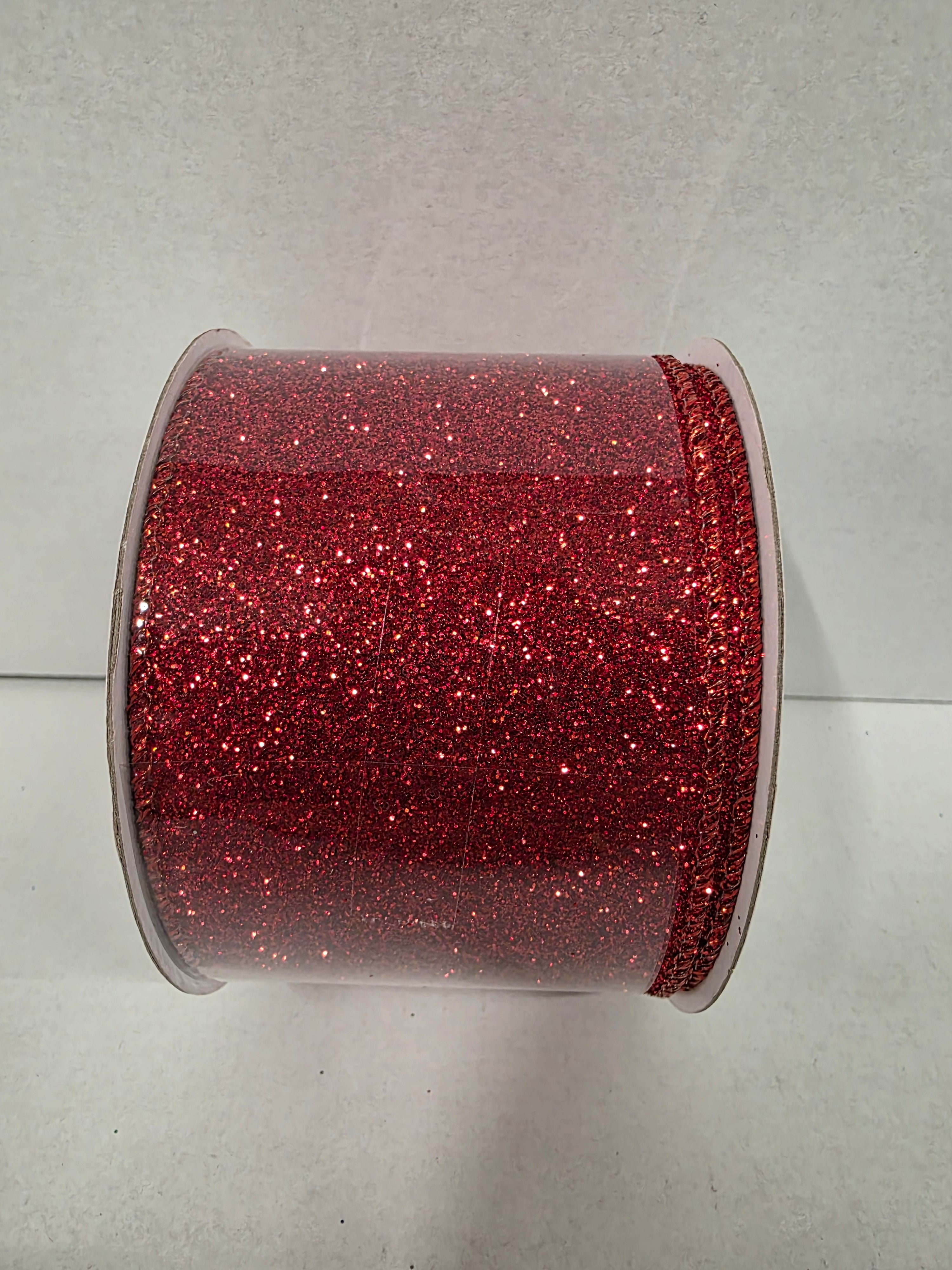 Ribbon Xmas Sparkle Red 63mm