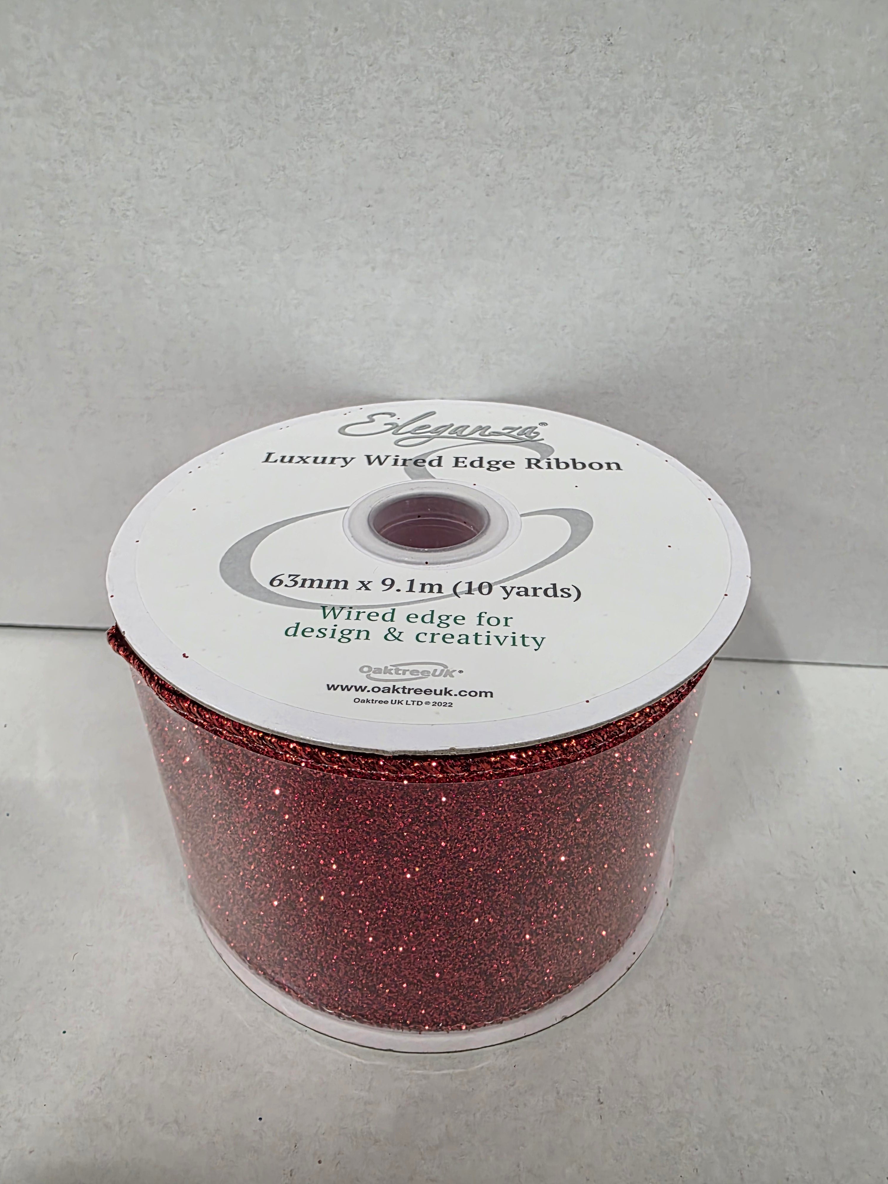 Ribbon Xmas Sparkle Red 63mm