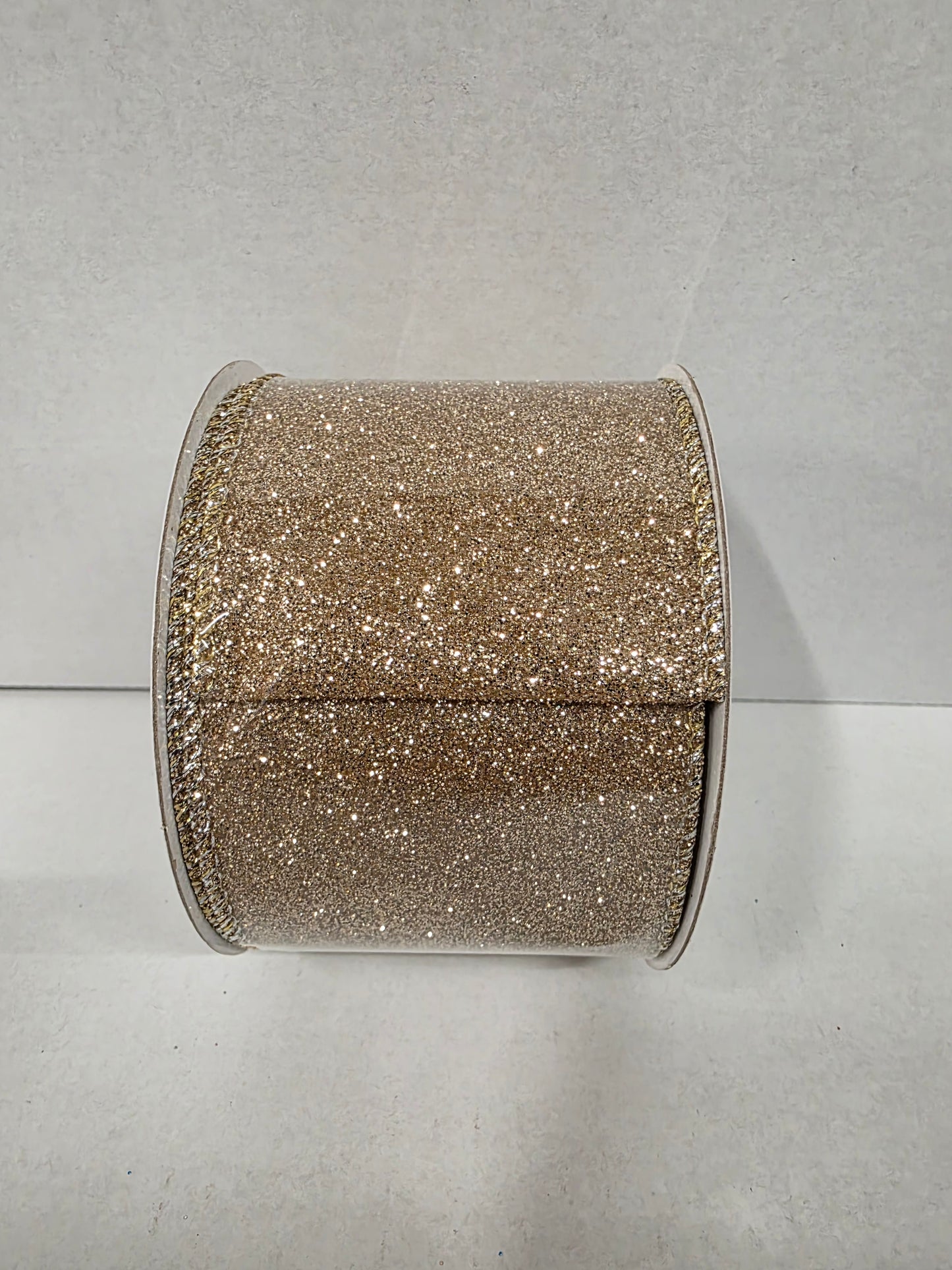 Xmas Ribbon Sparkle Light Gold 63mm