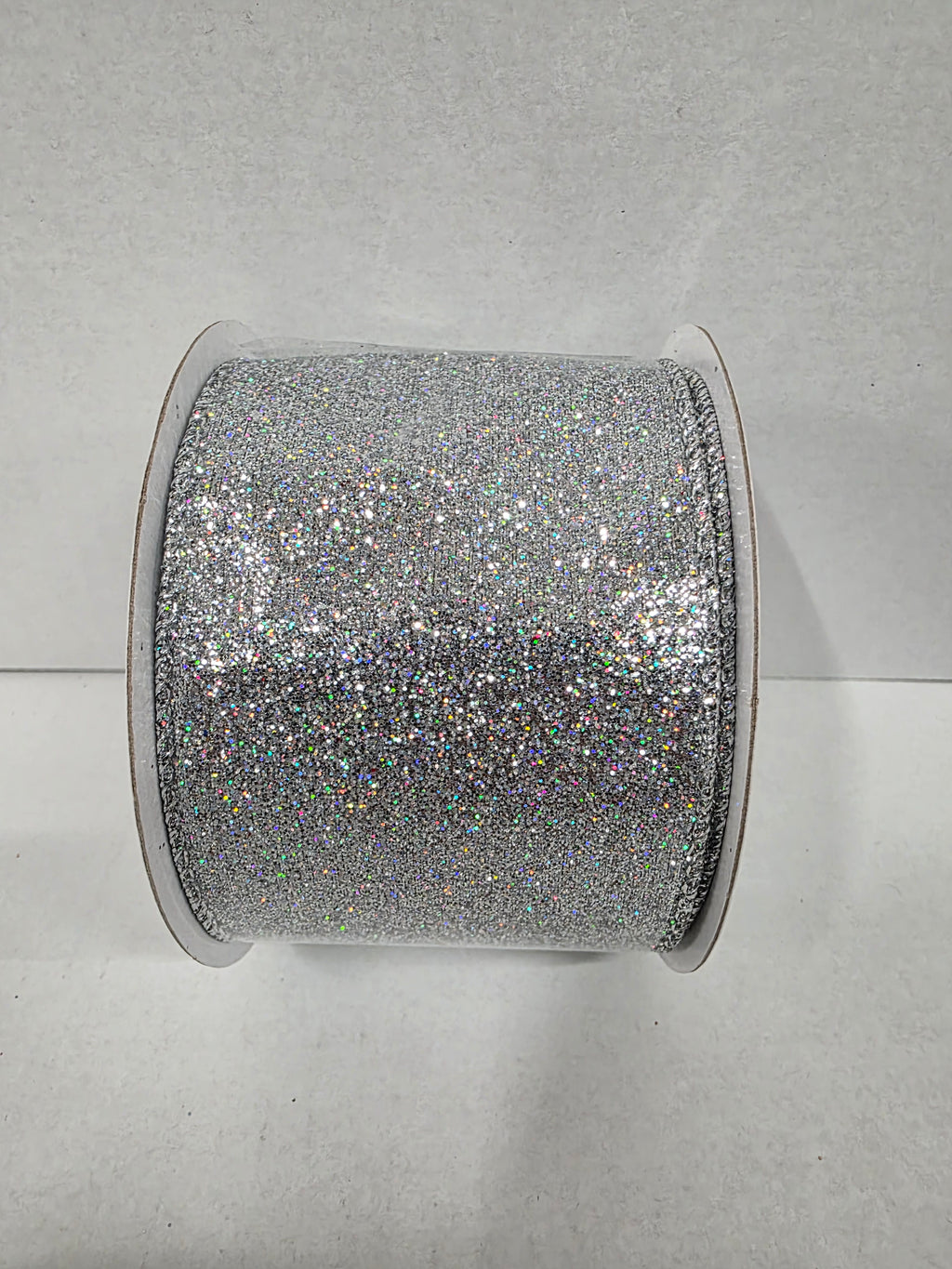 Ribbon Xmas Sparkle Silver 63mm
