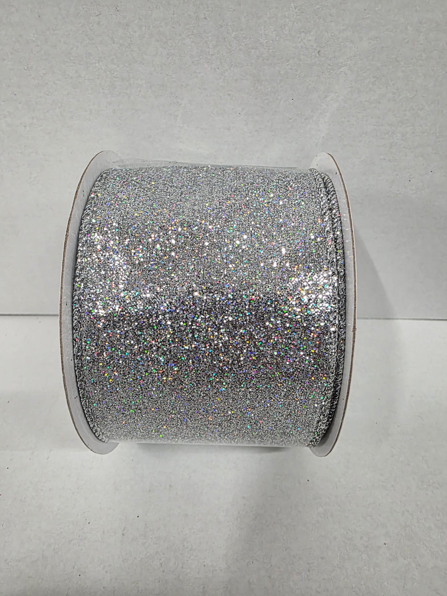 Xmas Ribbon Sparkle Silver 63mm