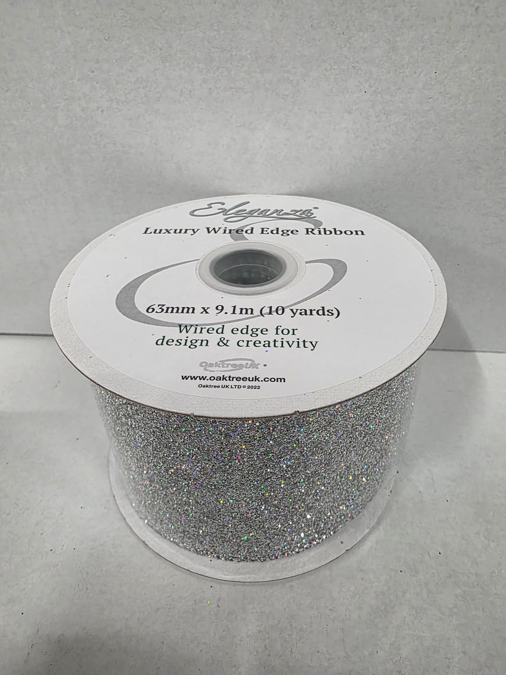 Ribbon Xmas Sparkle Silver 63mm
