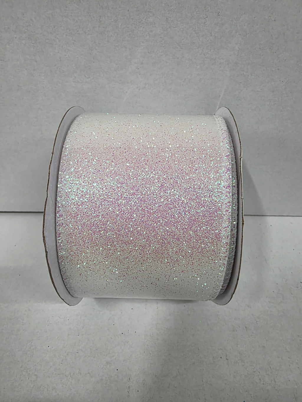Ribbon Xmas Sparkle White 63mm