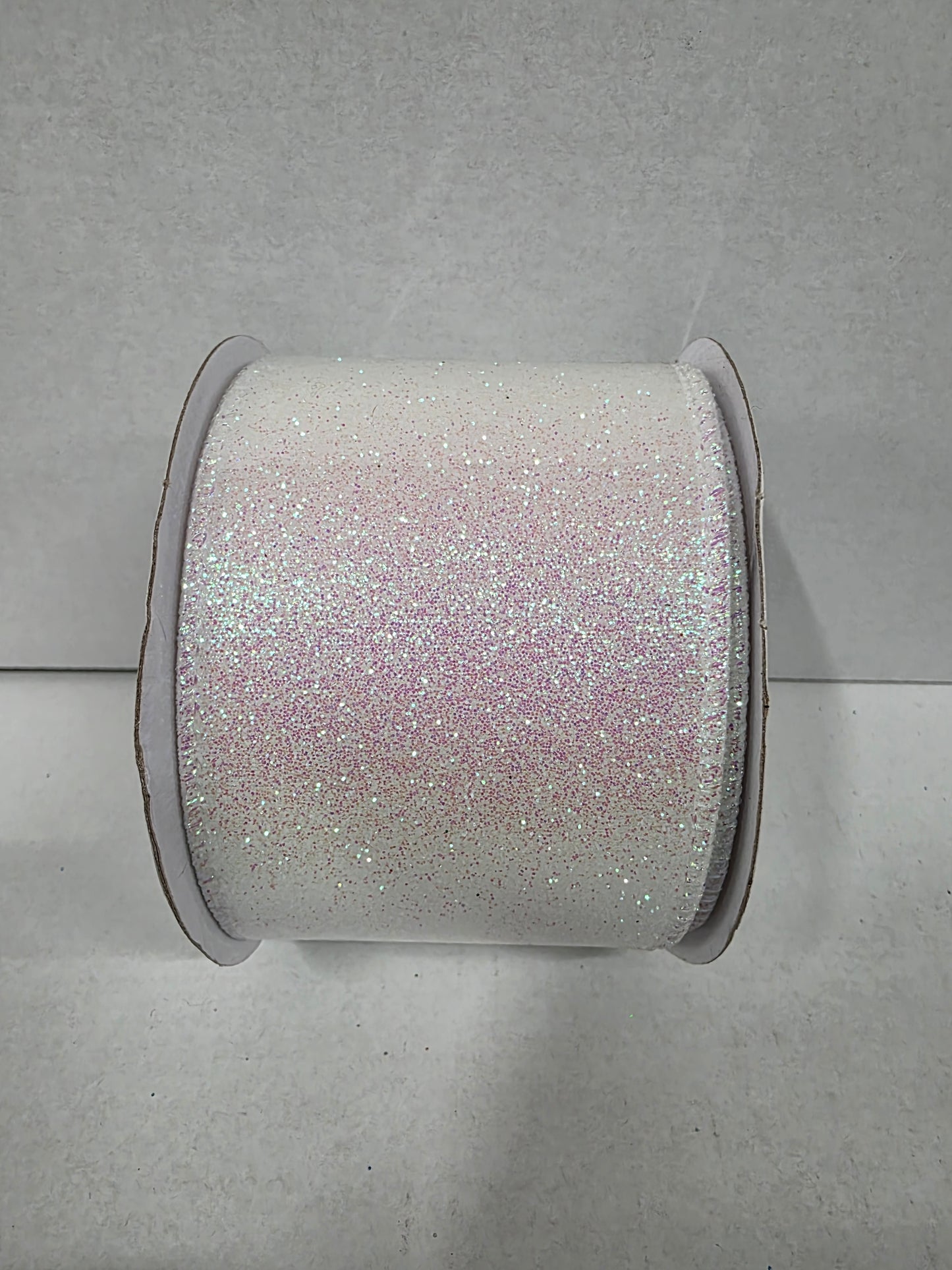 Ribbon Xmas Sparkle White 63mm