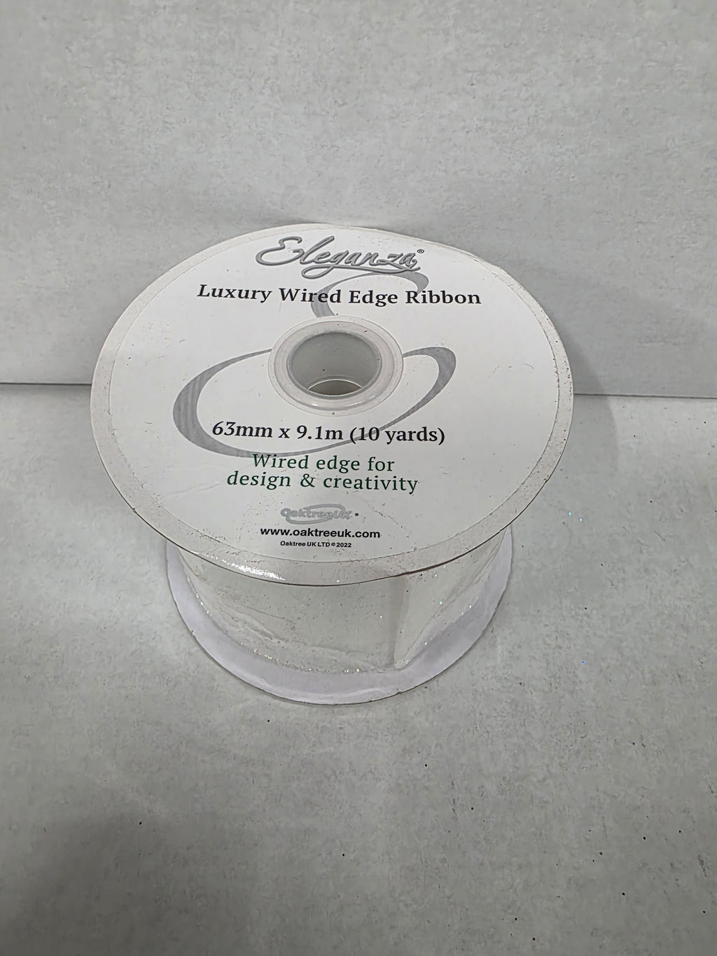 Ribbon Xmas Sparkle White 63mm