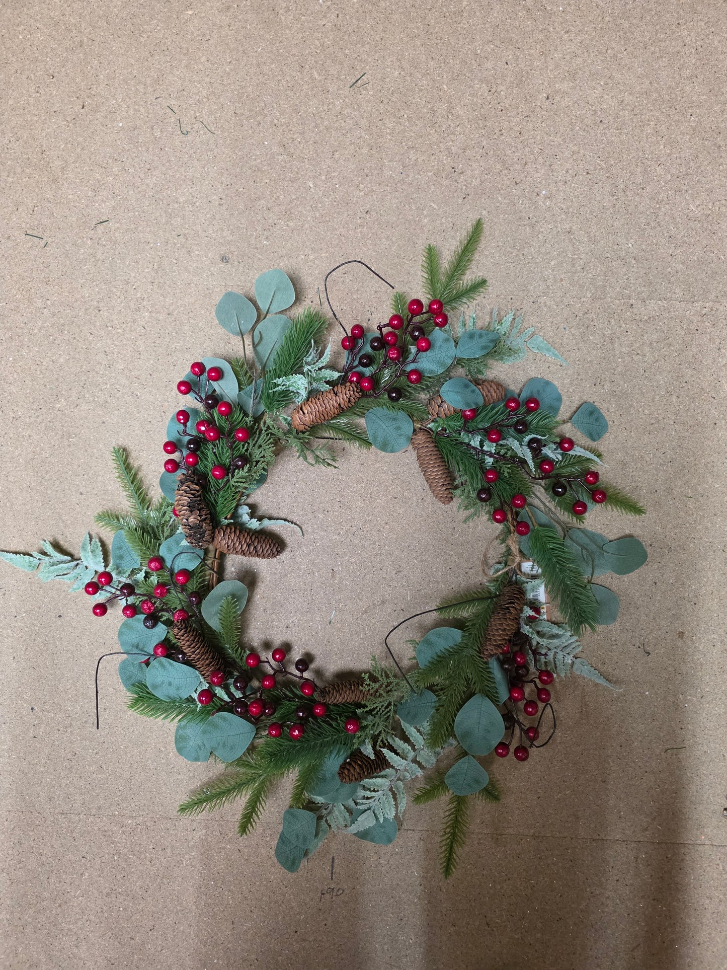 Wreath Pinecone Red Berry 55cm