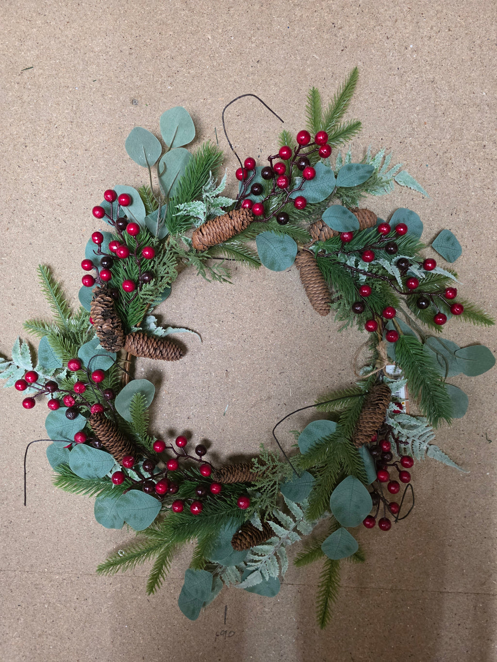 Wreath Pinecone Red Berry 55cm