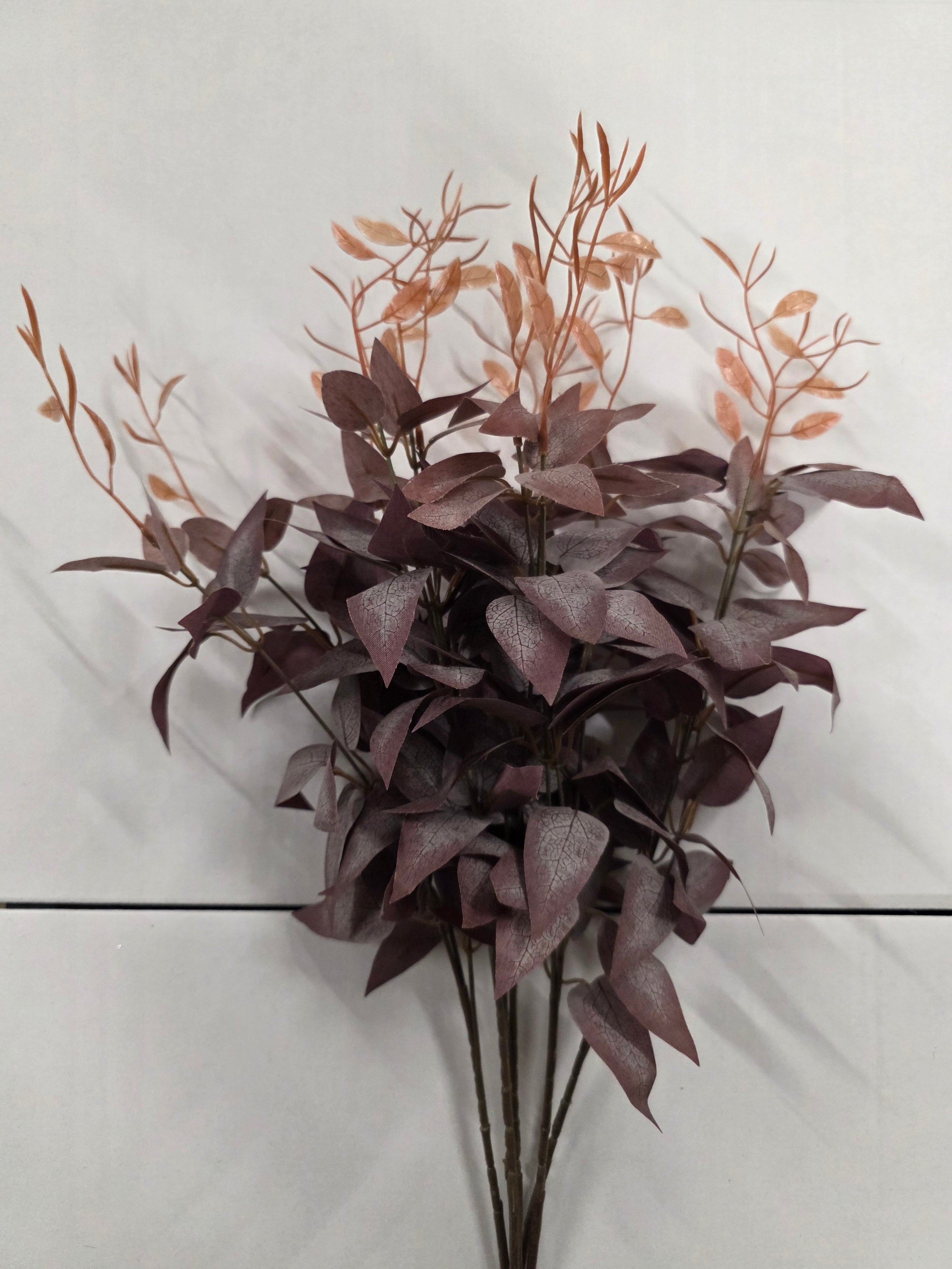 Artificial Autumn Ruscus Bush Burgundy