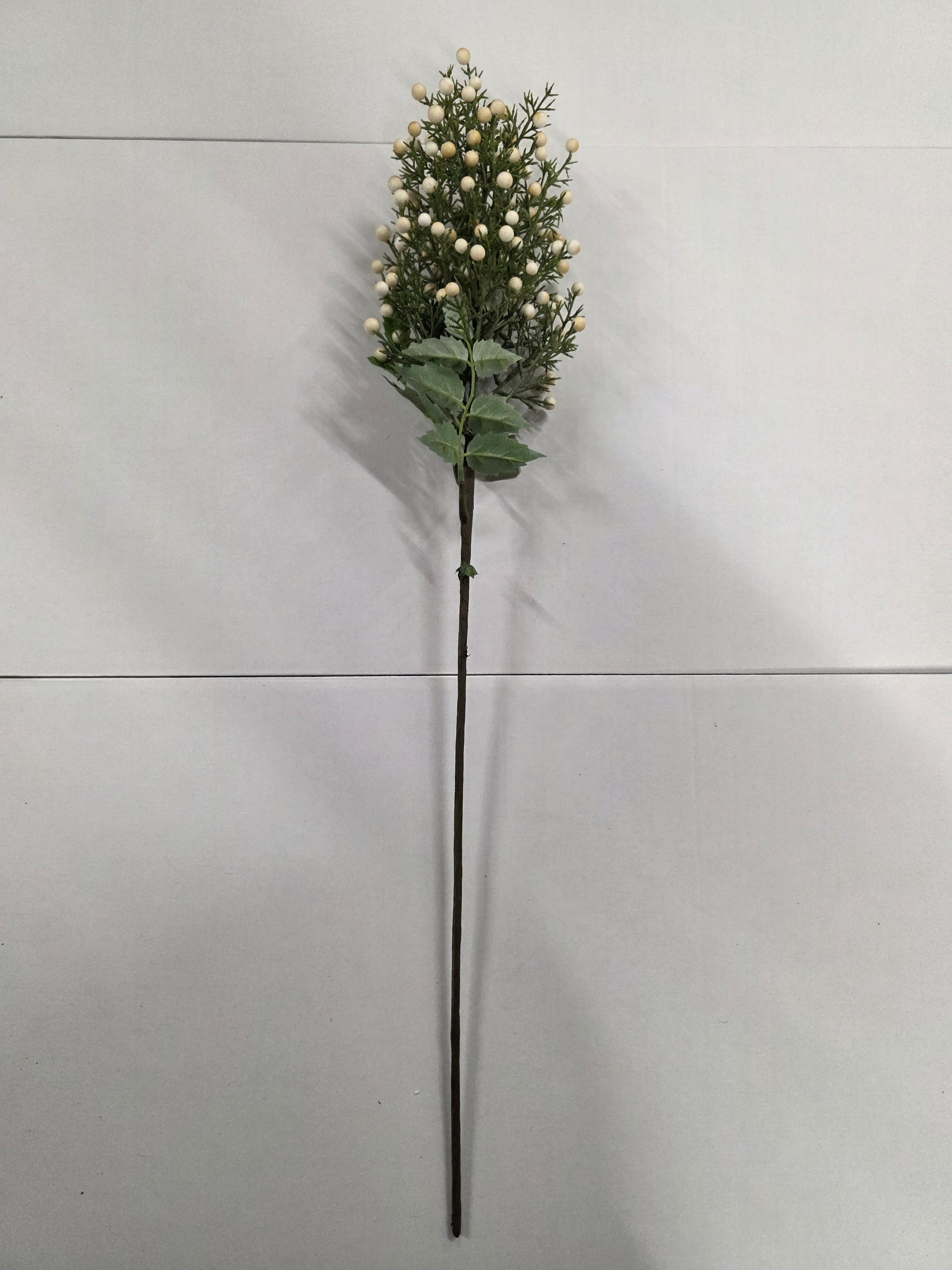 Artificial Berry Bush Stem 75cm Cream