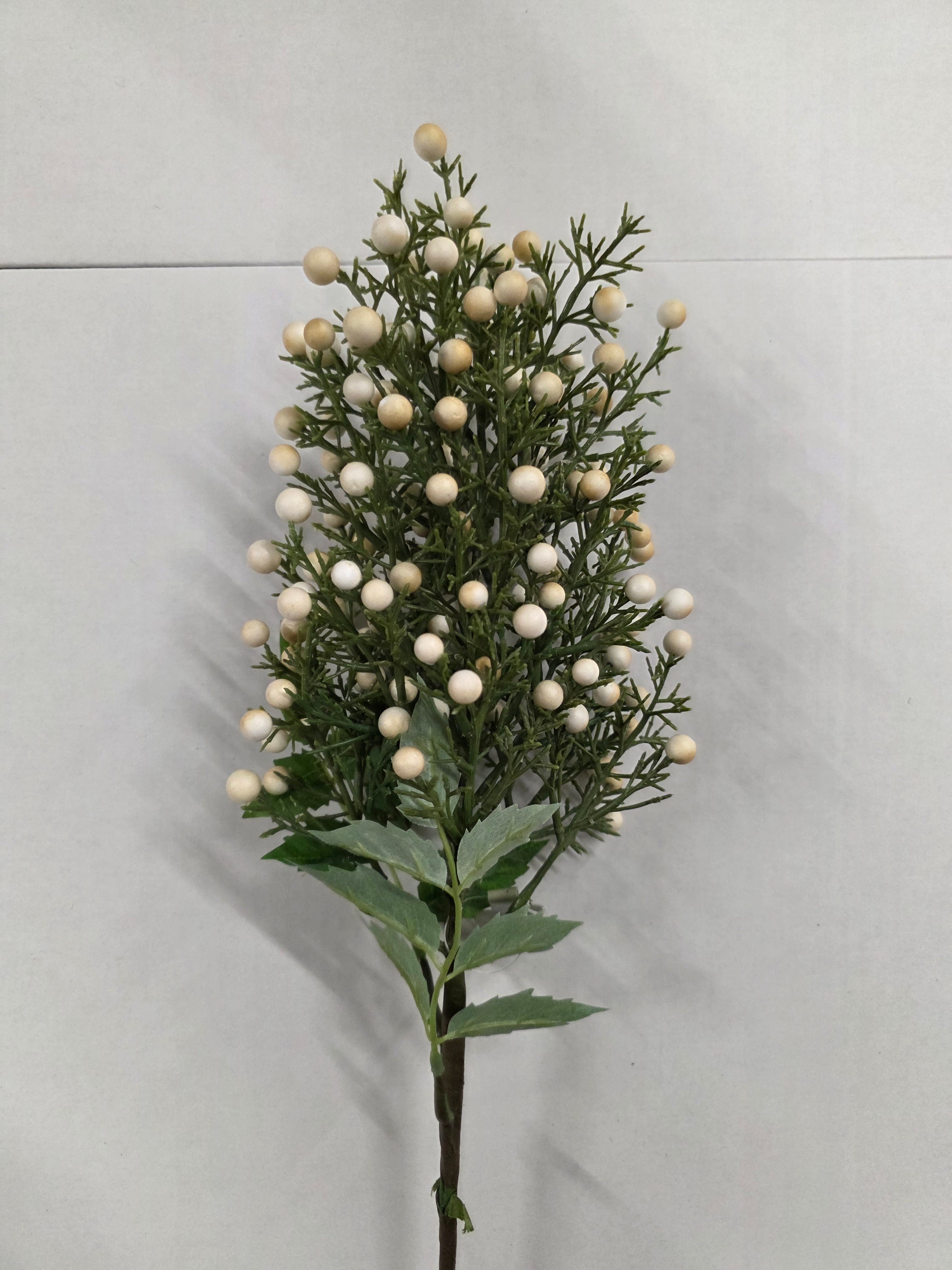Artificial Berry Bush Stem 75cm Cream