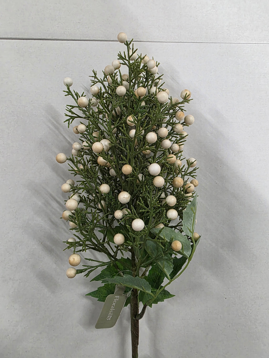 Artificial Berry Bush Stem 75cm Cream