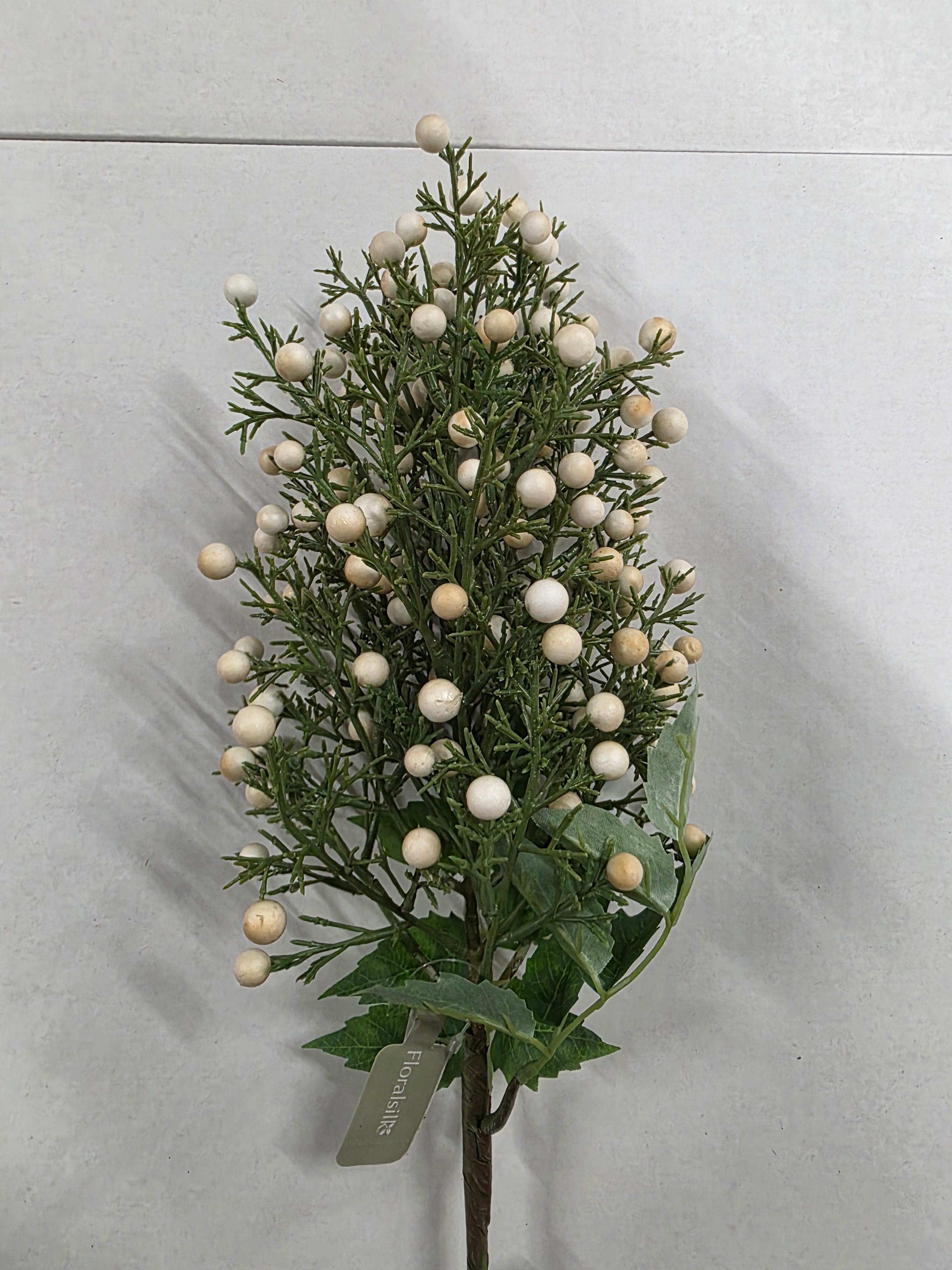 Artificial Berry Bush Stem 75cm Cream