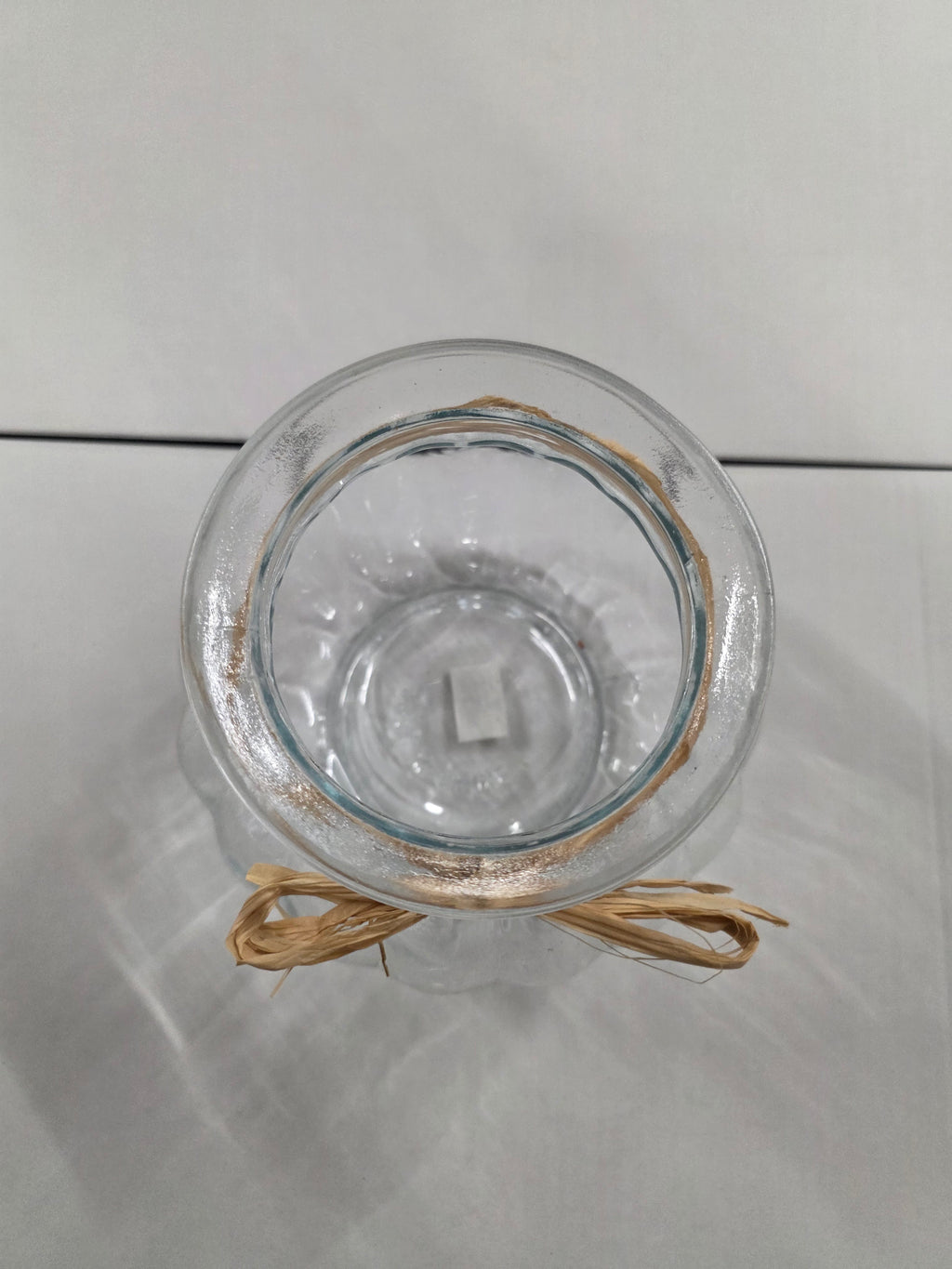 Glass Pumpkin Vase Raffia Bow 18cm