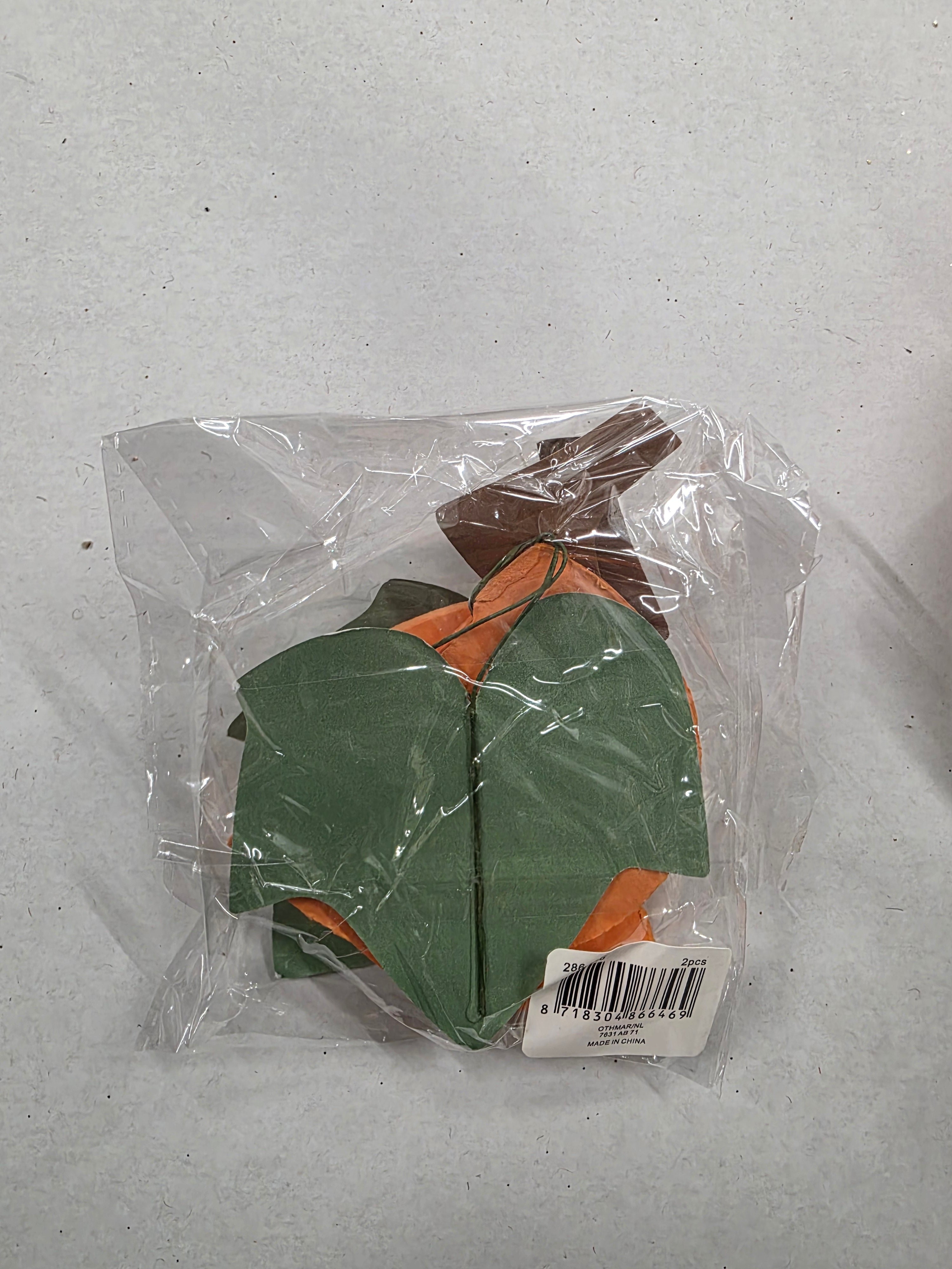 Paper Pumpkin Orange 12x10cm X2