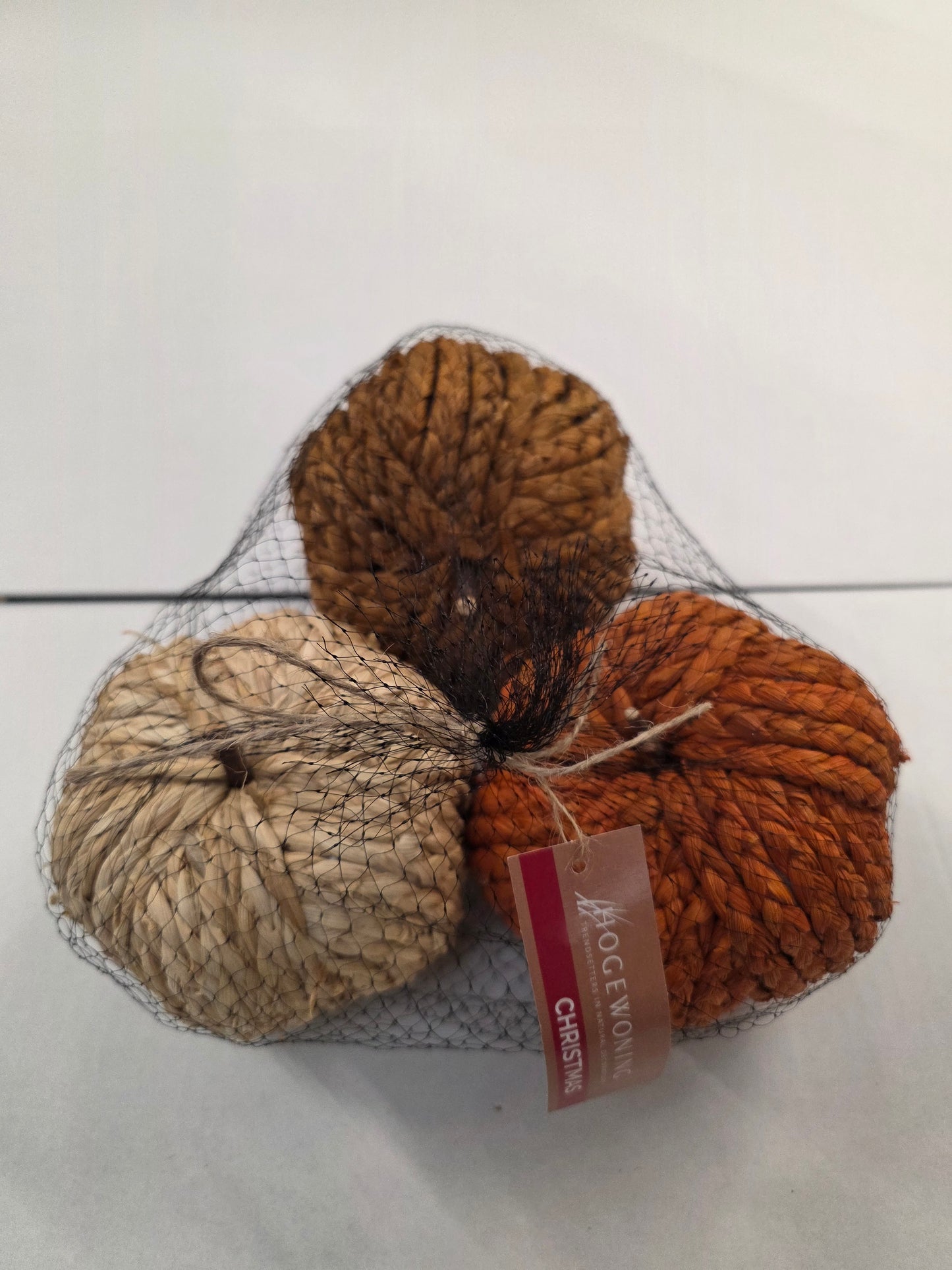 Pumpkins In Net 13cm X3
