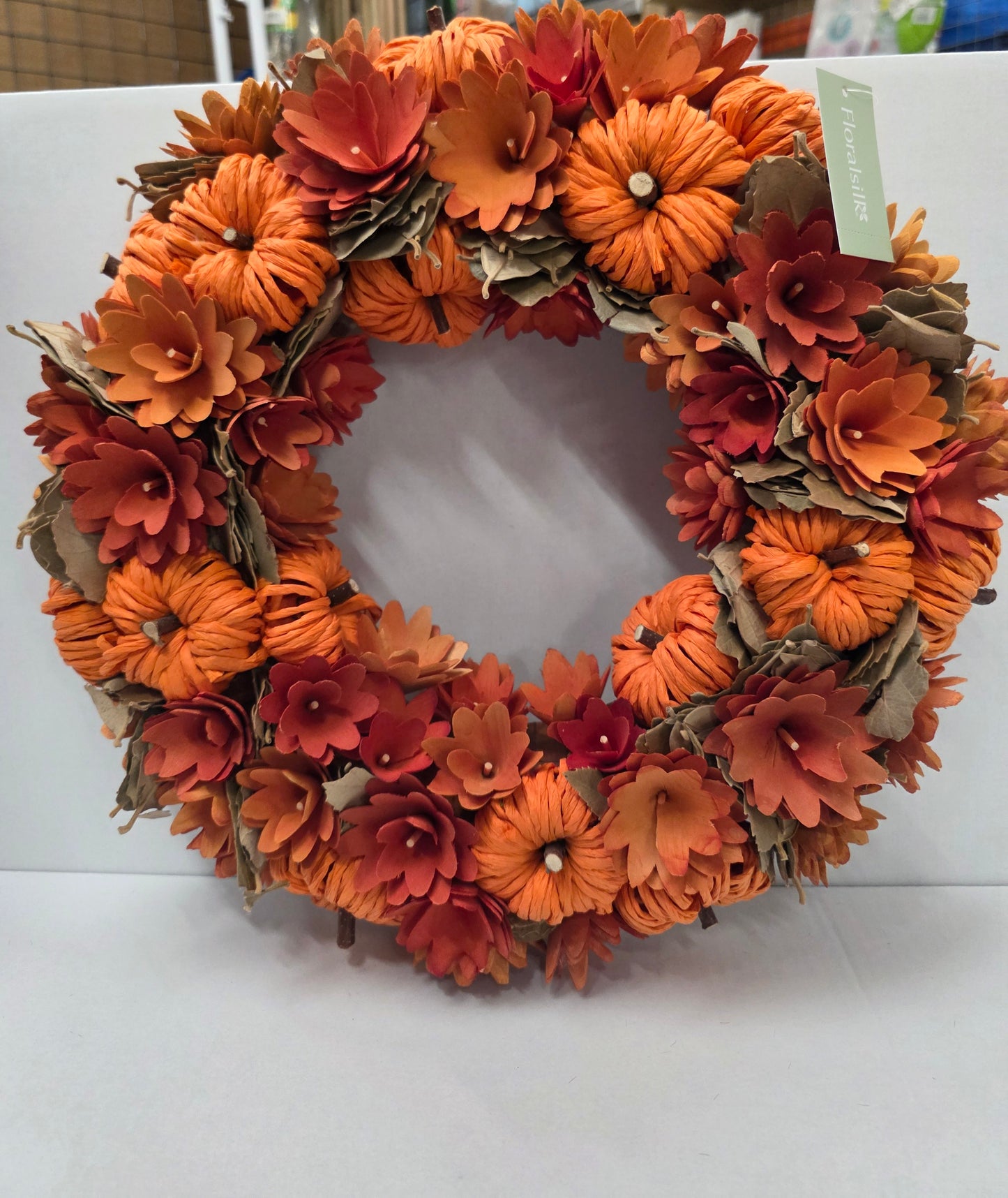 Wreath Raffia Pumpkin 42cm