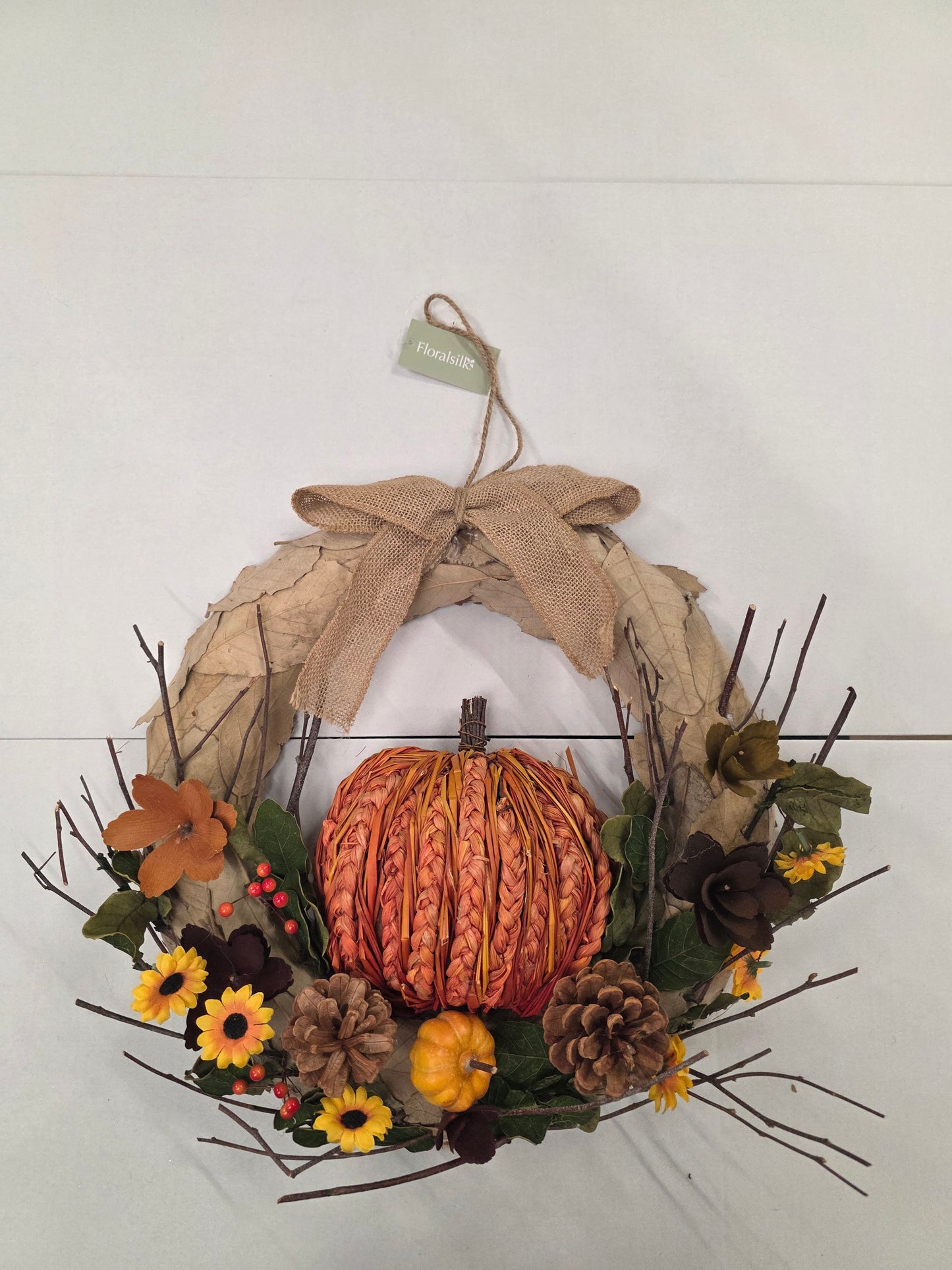 Wreath Raffia Pumpkin 52cm