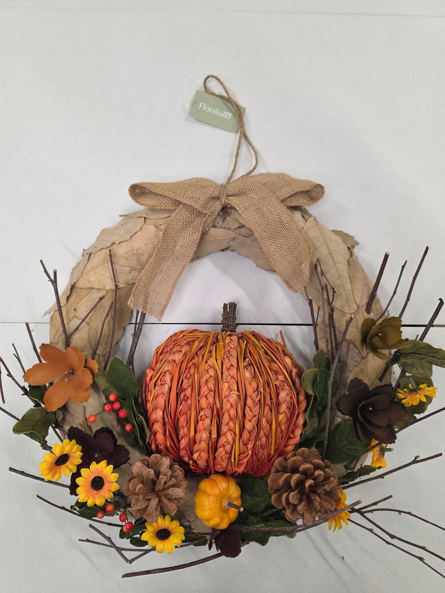 Wreath Raffia Pumpkin 52cm