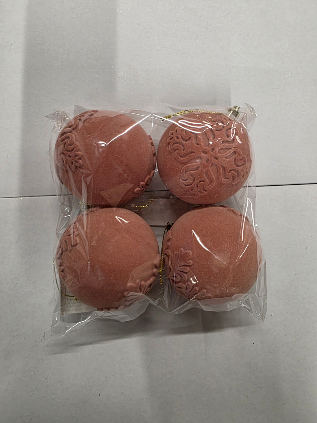 Bauble Flock Pink 8cm
