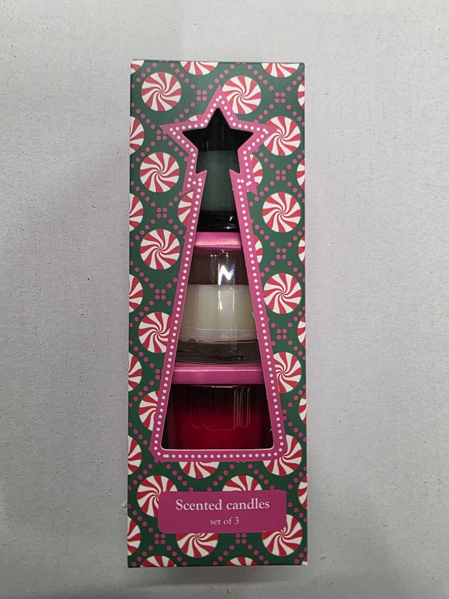 Candle Gift Set Green 3 Pieces 19x6cm