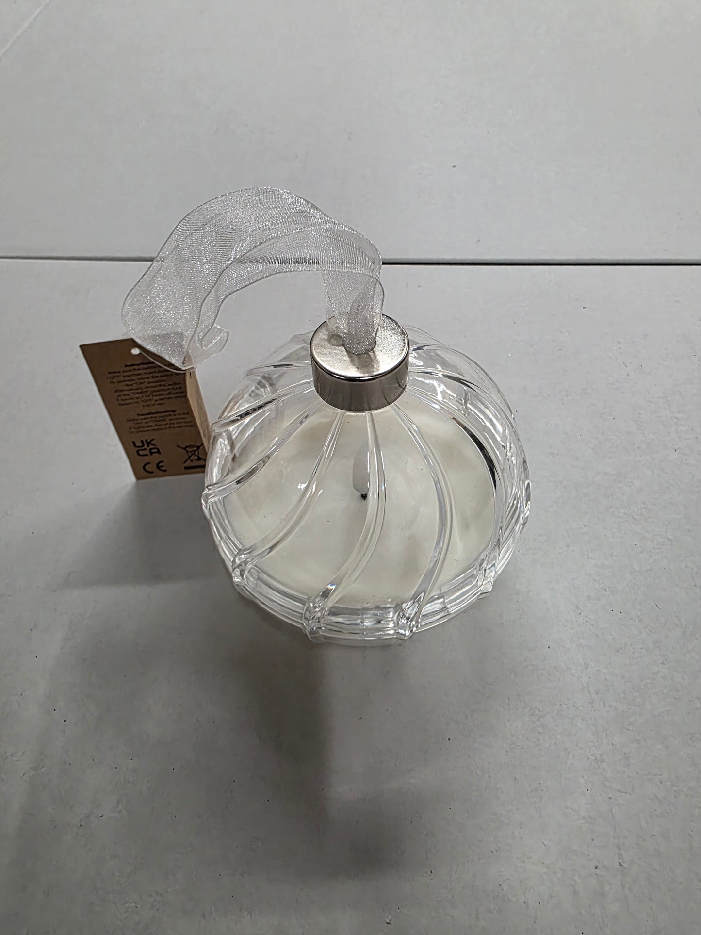 Candle L E D Plastic Bauble Cream 10cm