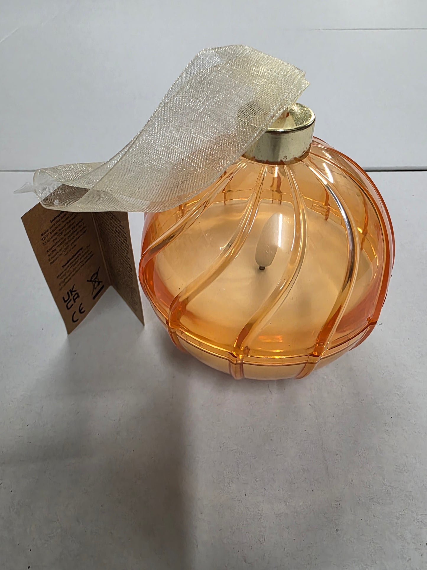 Candle L E D Plastic Bauble Gold 10cm