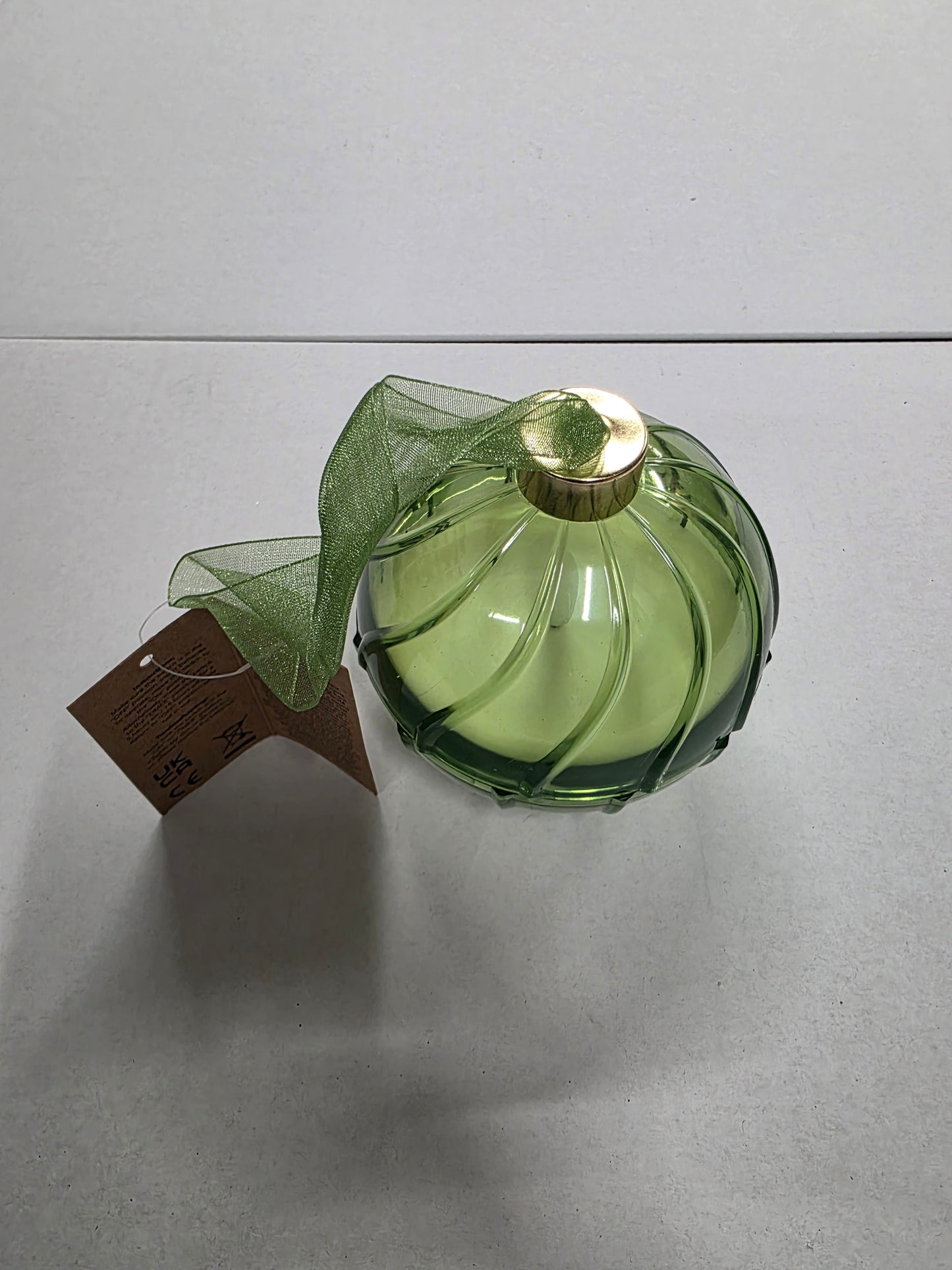 Candle L E D Plastic Bauble Green 10cm