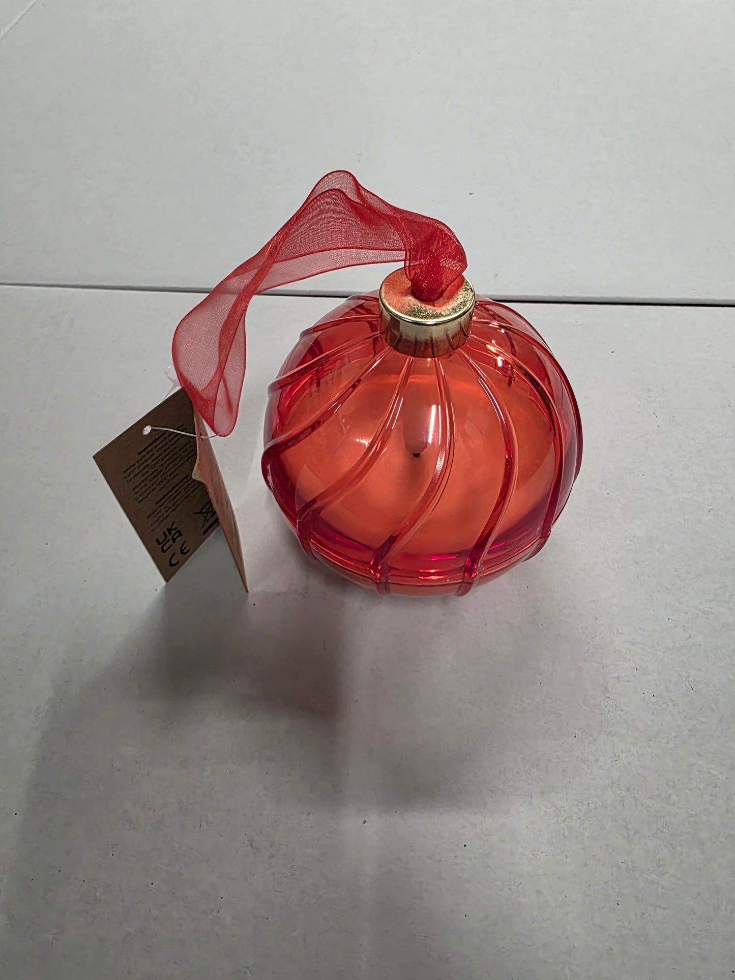 Candle L E D Plastic Bauble Red 10cm
