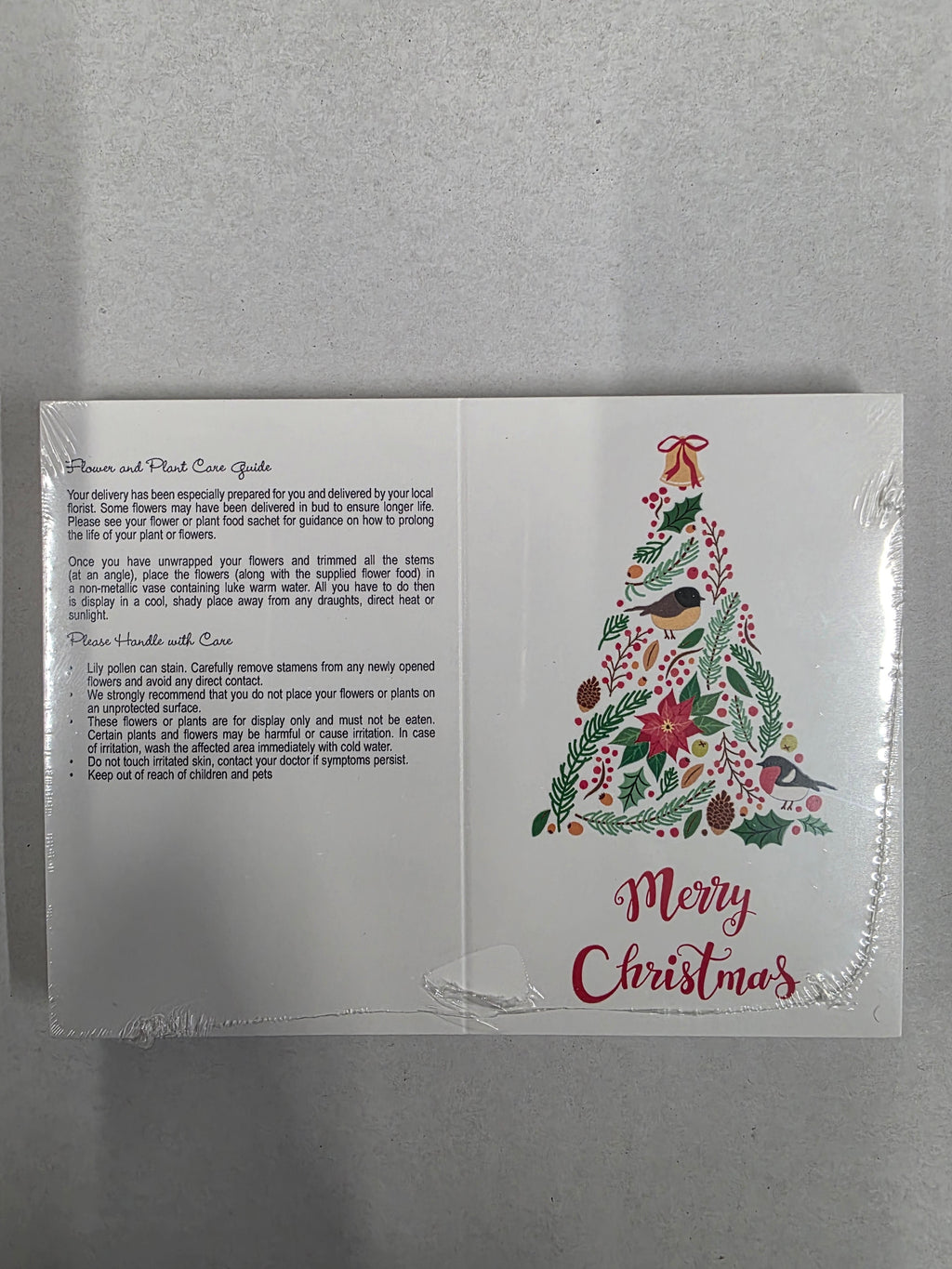 Folded Card Christmas Tree Birds Red (PACK OF 2)