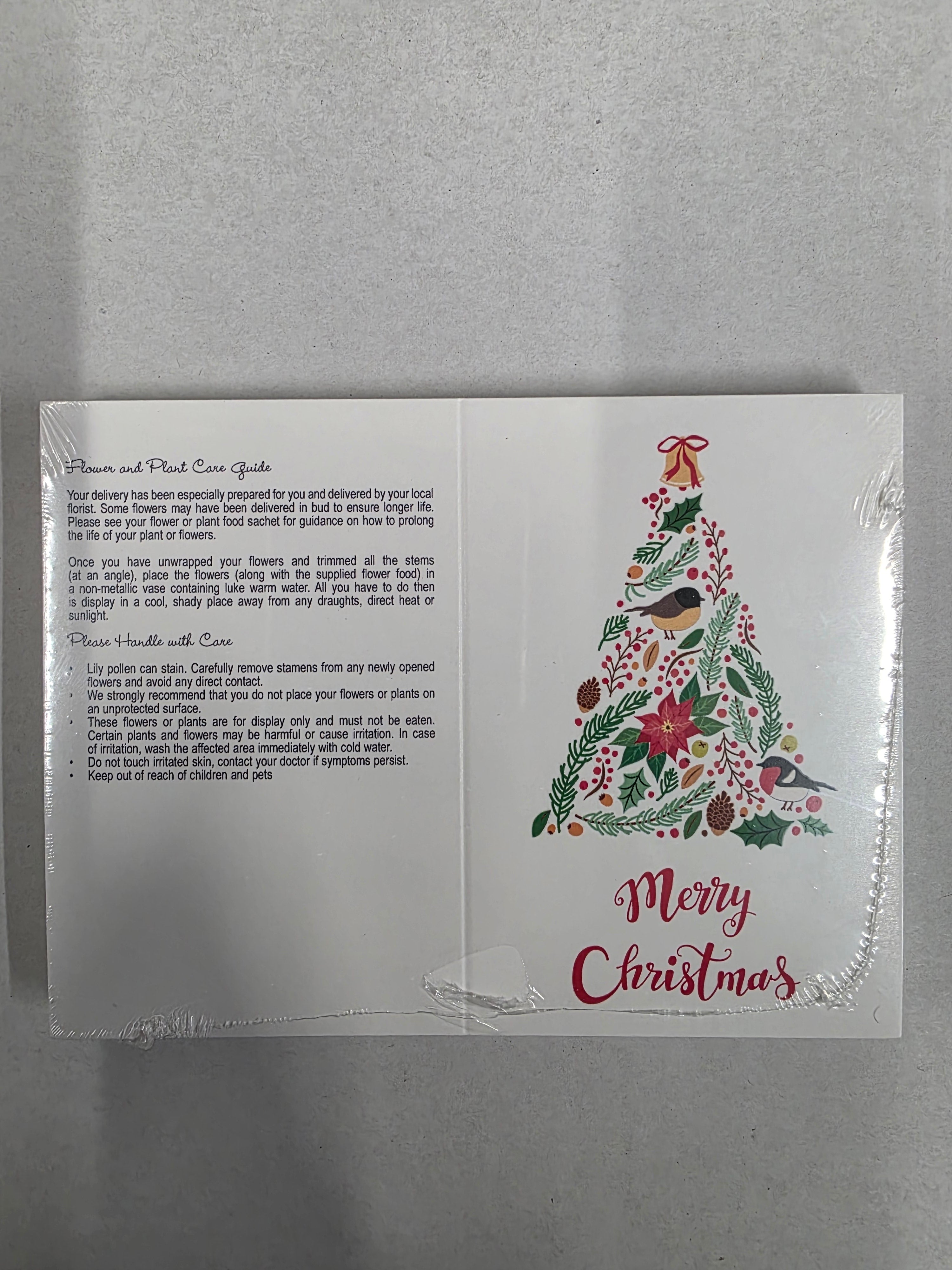 Folded Card Christmas Tree Birds Red (PACK OF 2)