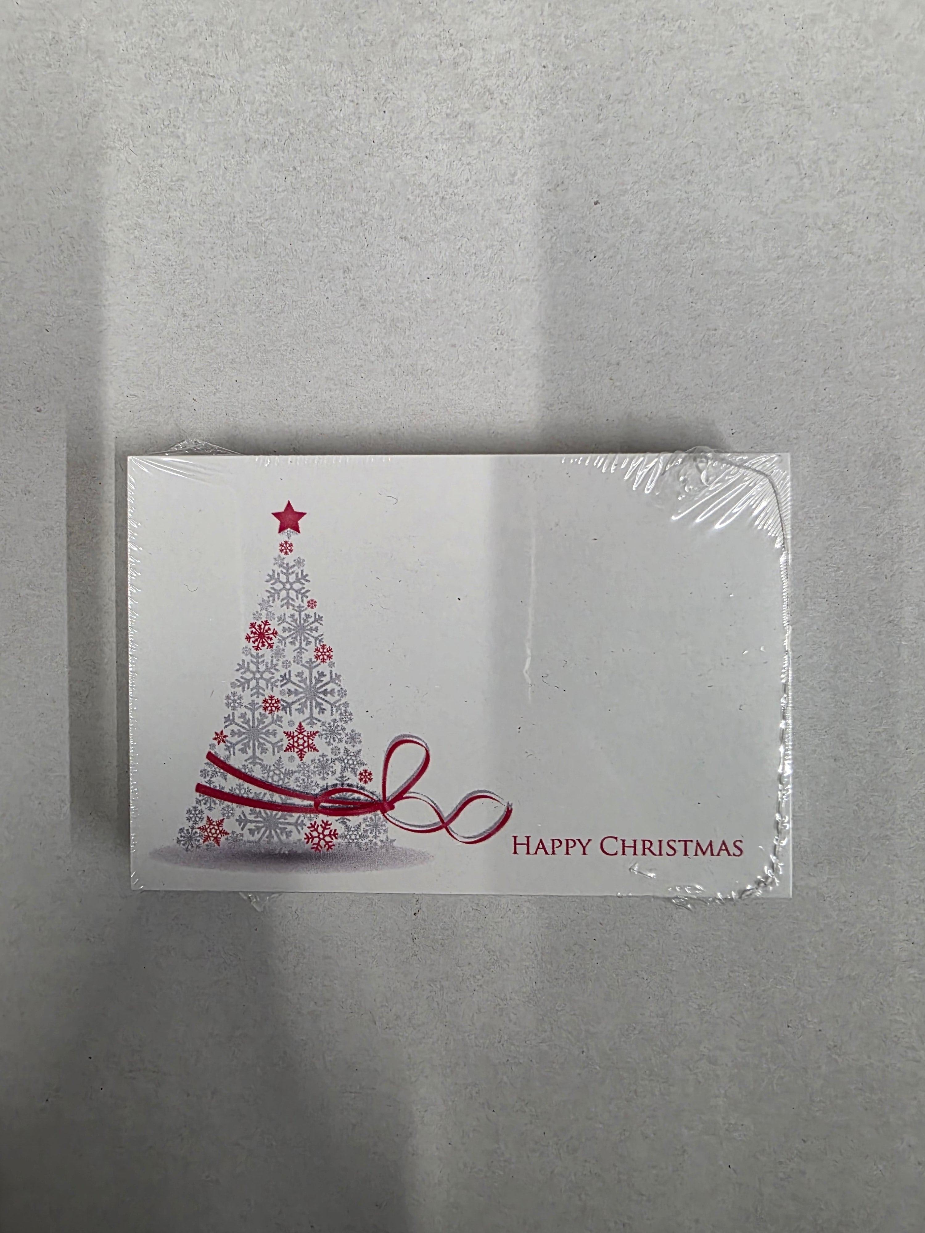 Small Card Happy Xmas Red Tree Bow (PACK OF 2)