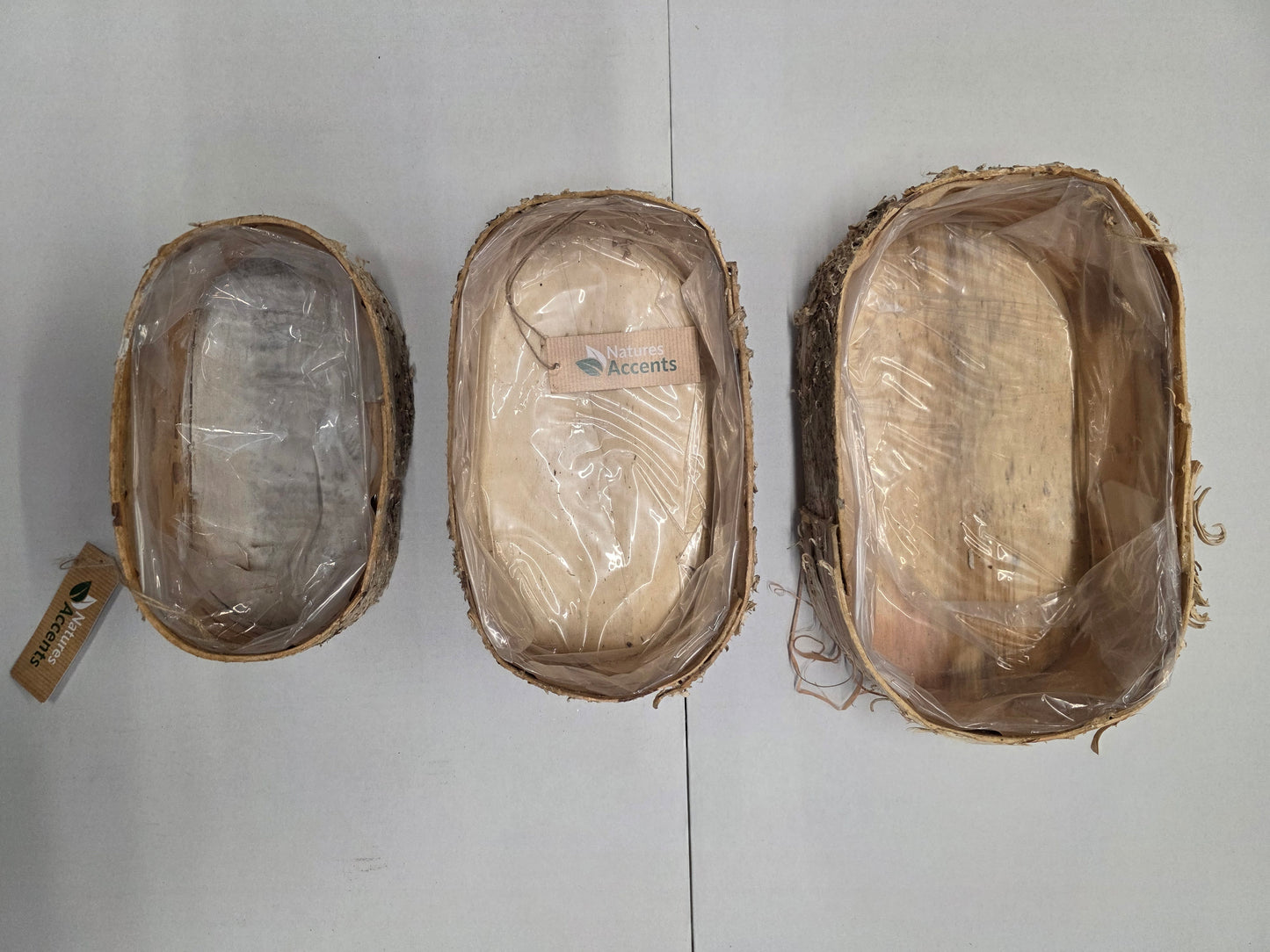 Basket Planter Set Of 3 Birch Bark 27cm