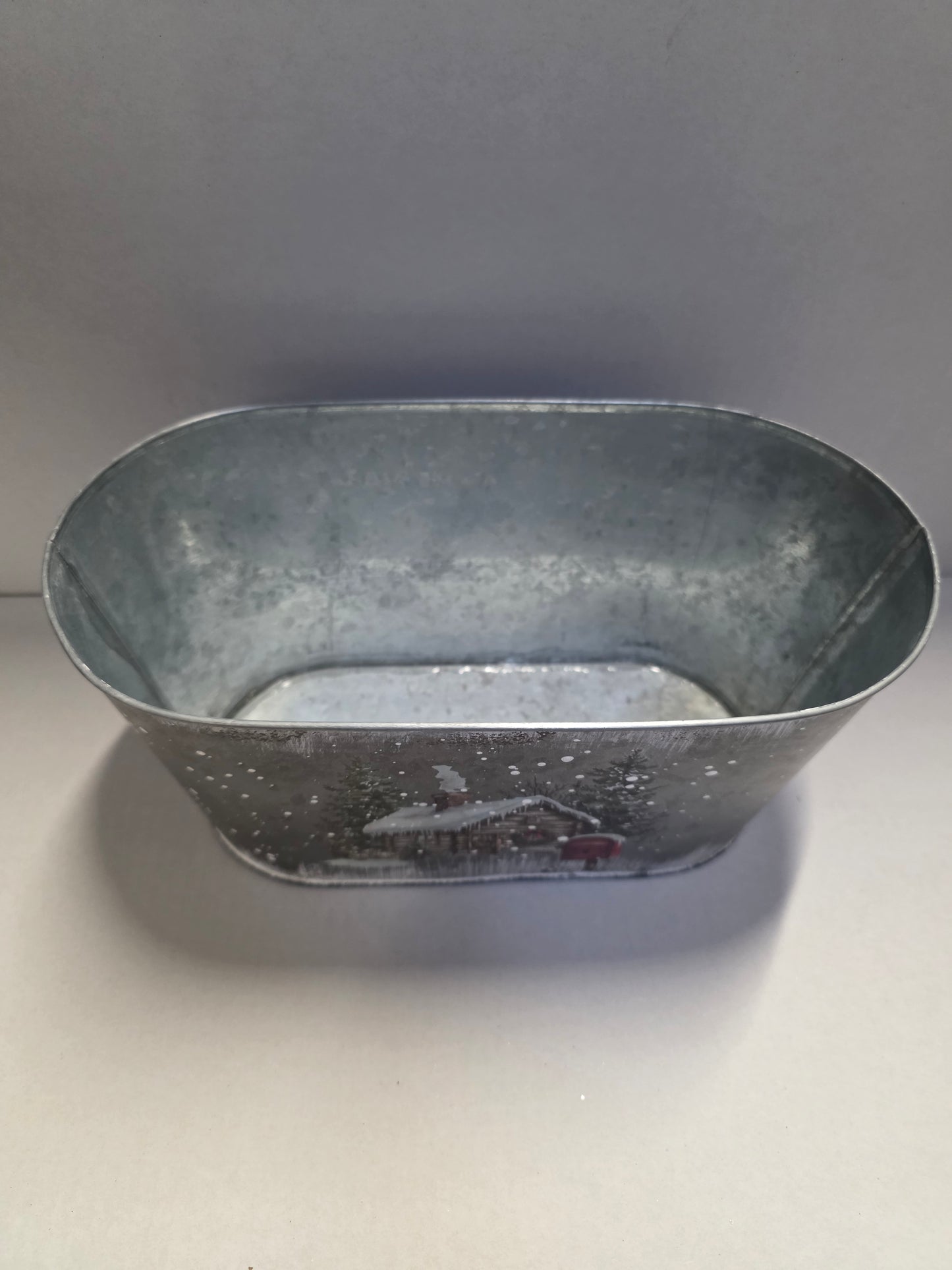 Christmas Cottage Oval Zinc 29x16x14cm