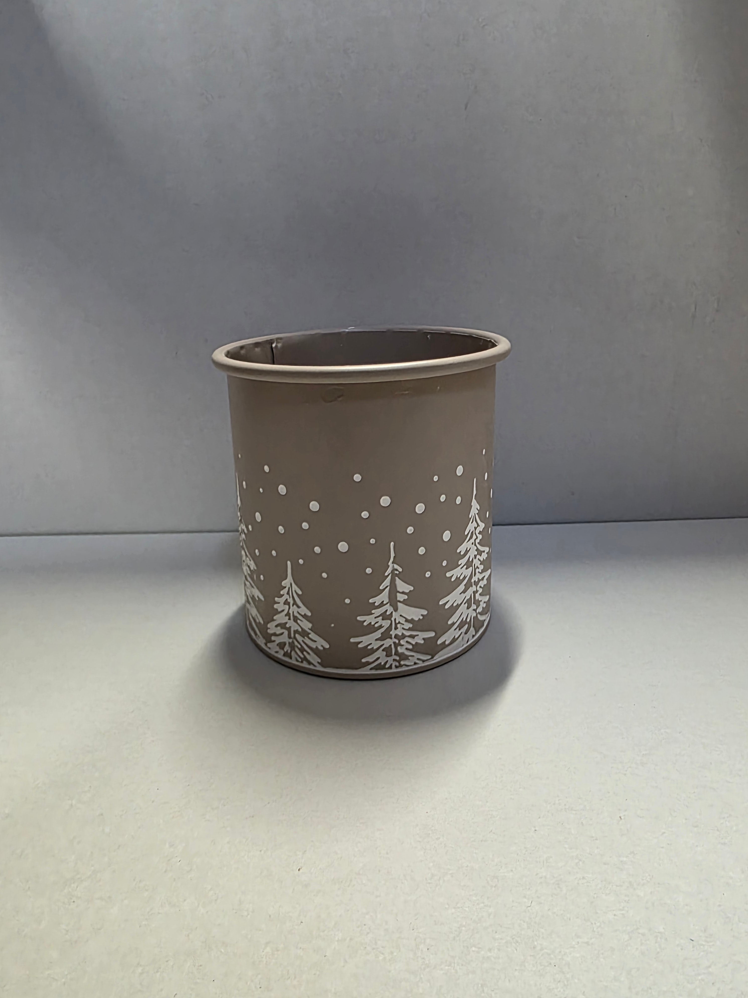 Metal Pot Beige 13x14cm