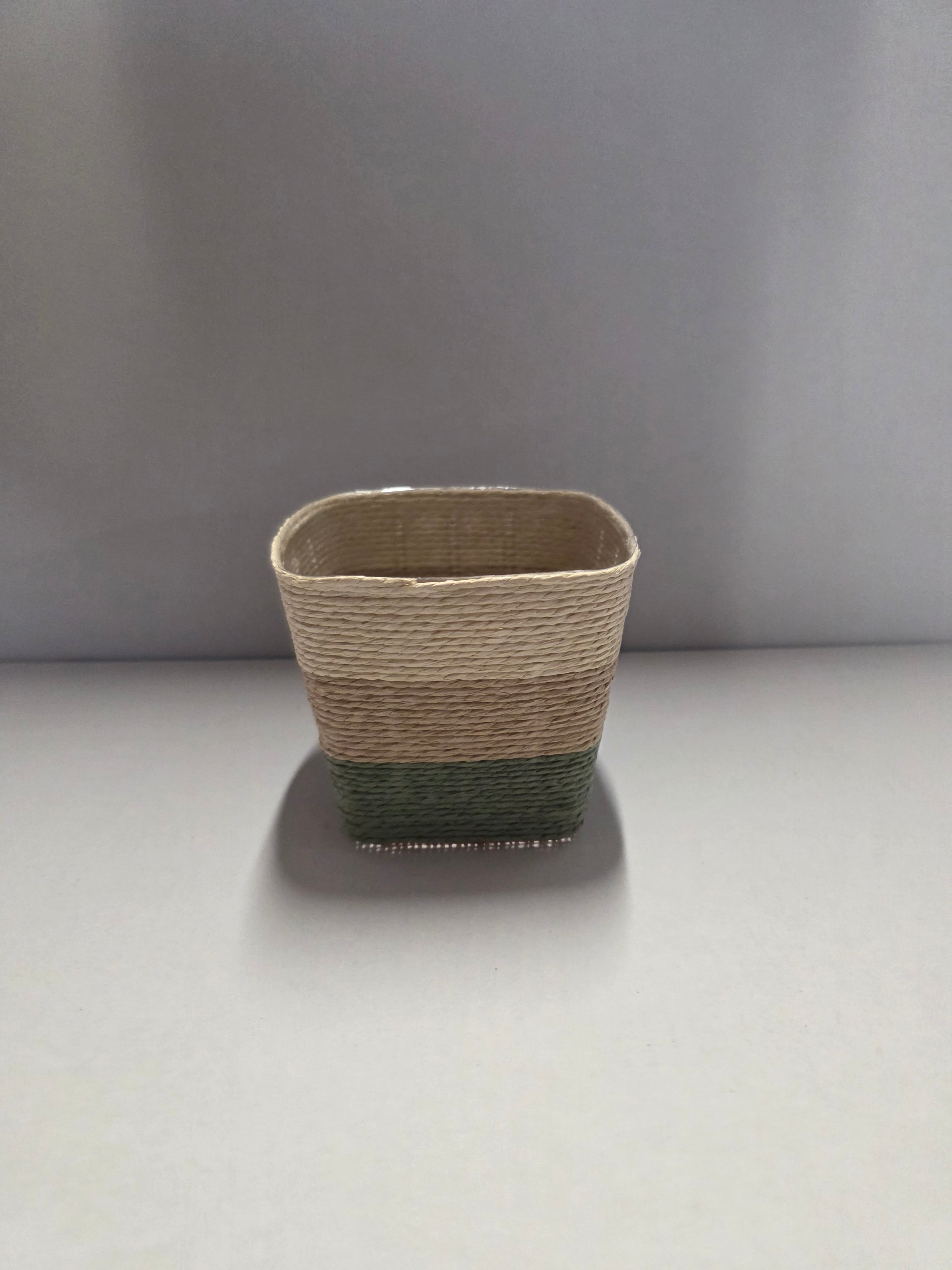 Paper Basket Square Green 12cm  (PACK OF 2)