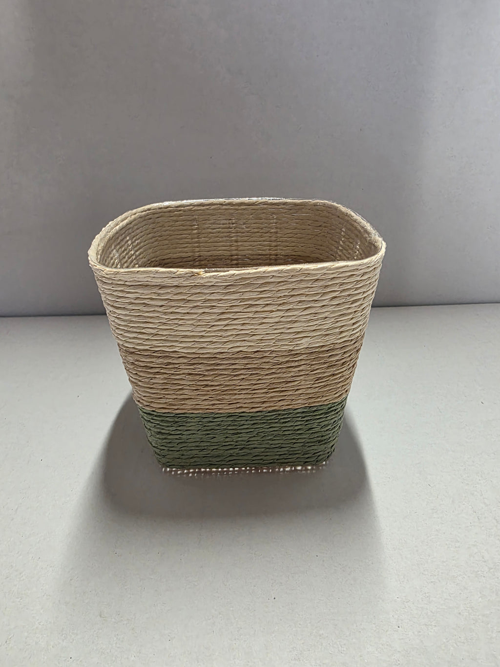 Paper Basket Square Green 12cm  (PACK OF 2)