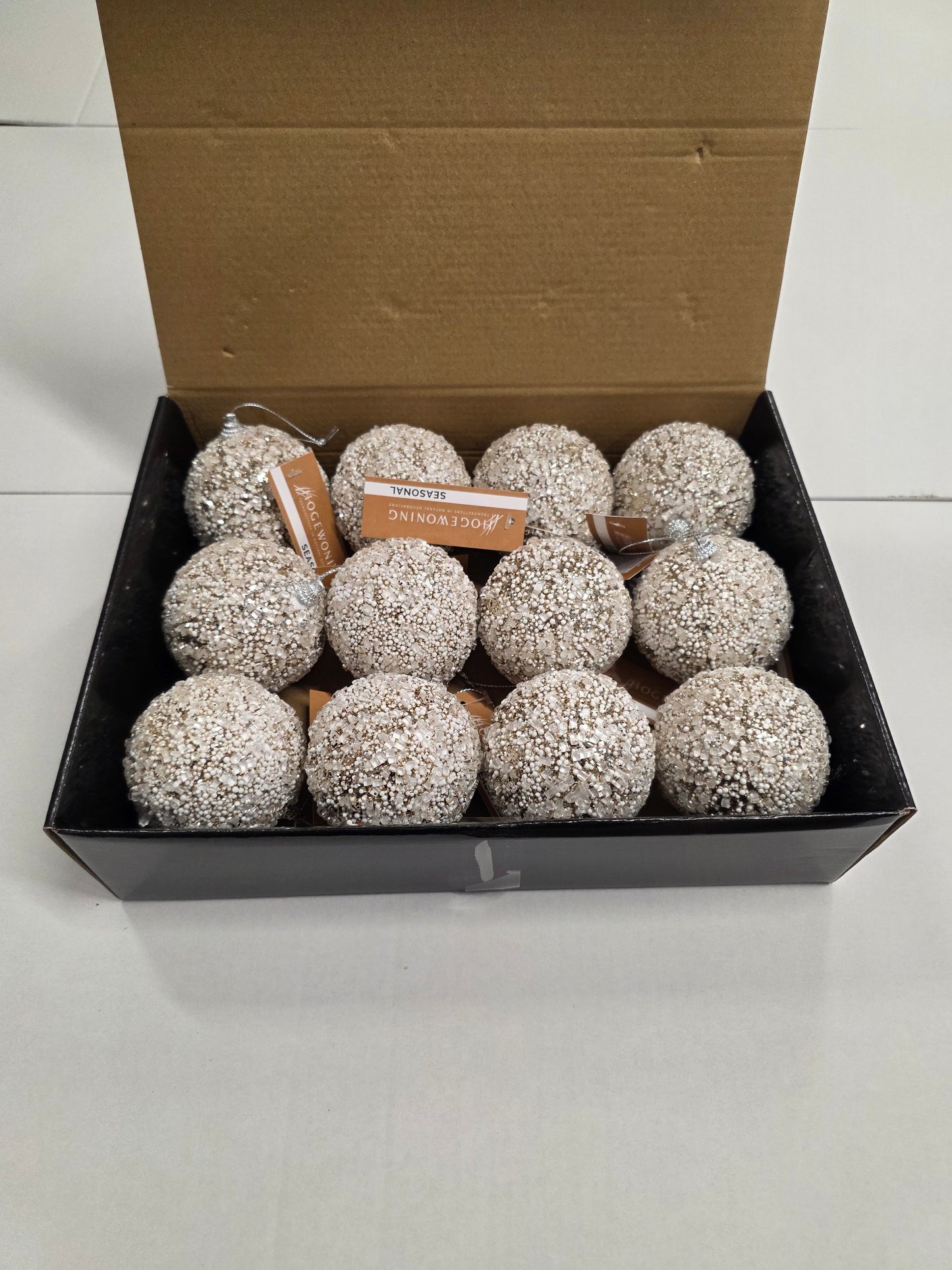 Bauble Frosted Gold 8cm 12 In Box