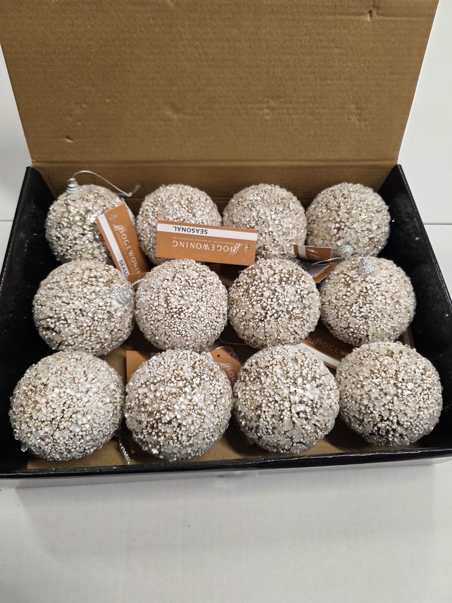 Bauble Frosted Gold 8cm 12 In Box