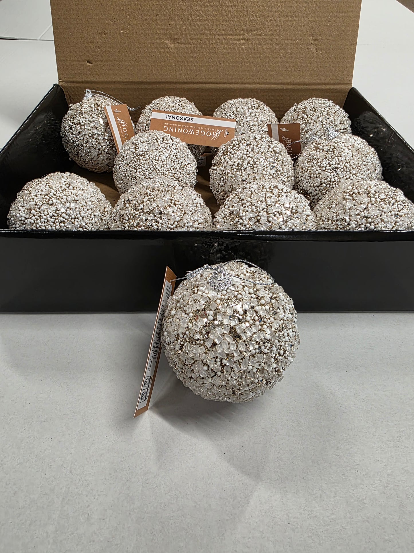 Bauble Frosted Gold 8cm 12 In Box