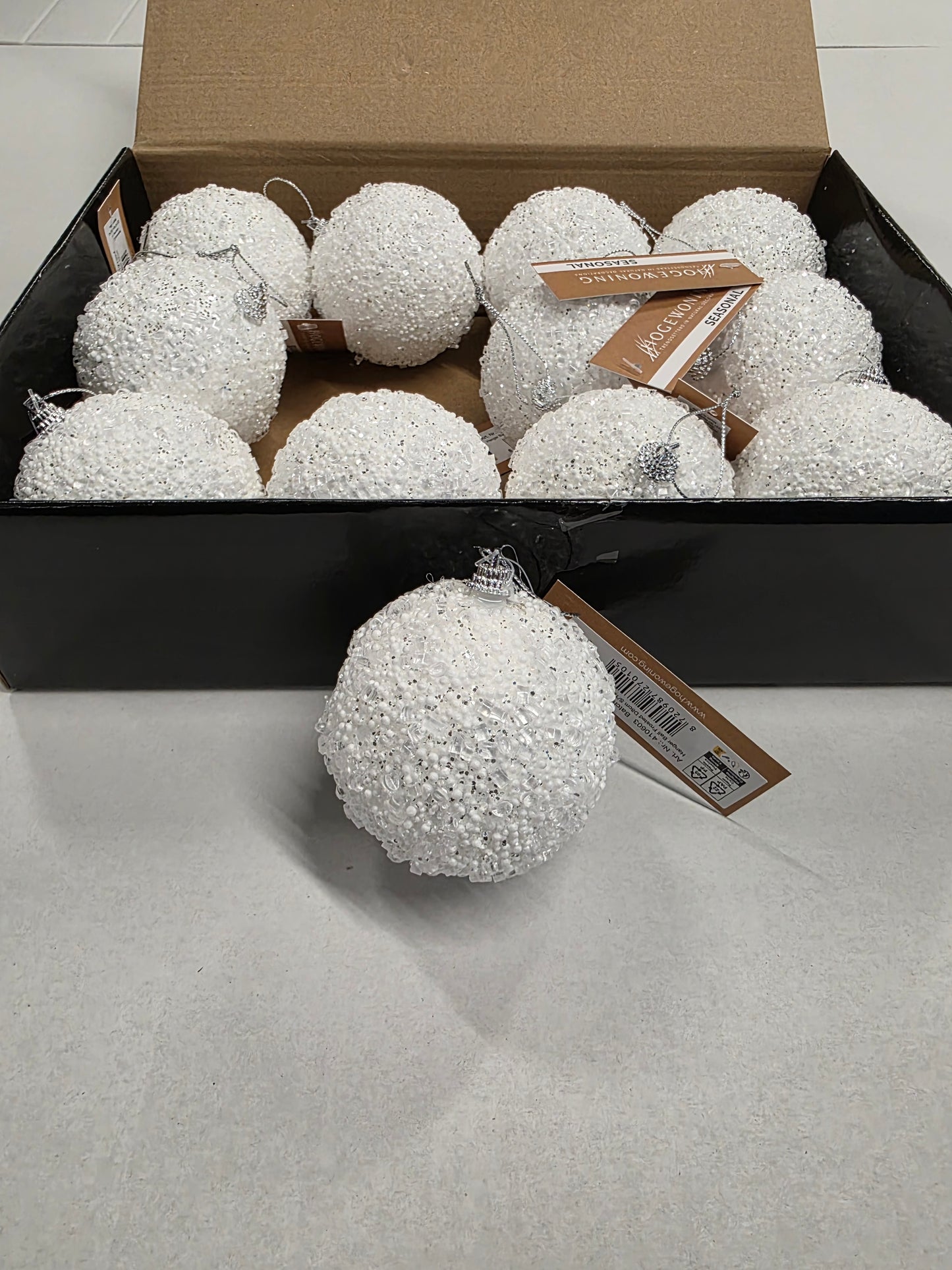 Bauble Frosted White 8cm 12 In Box