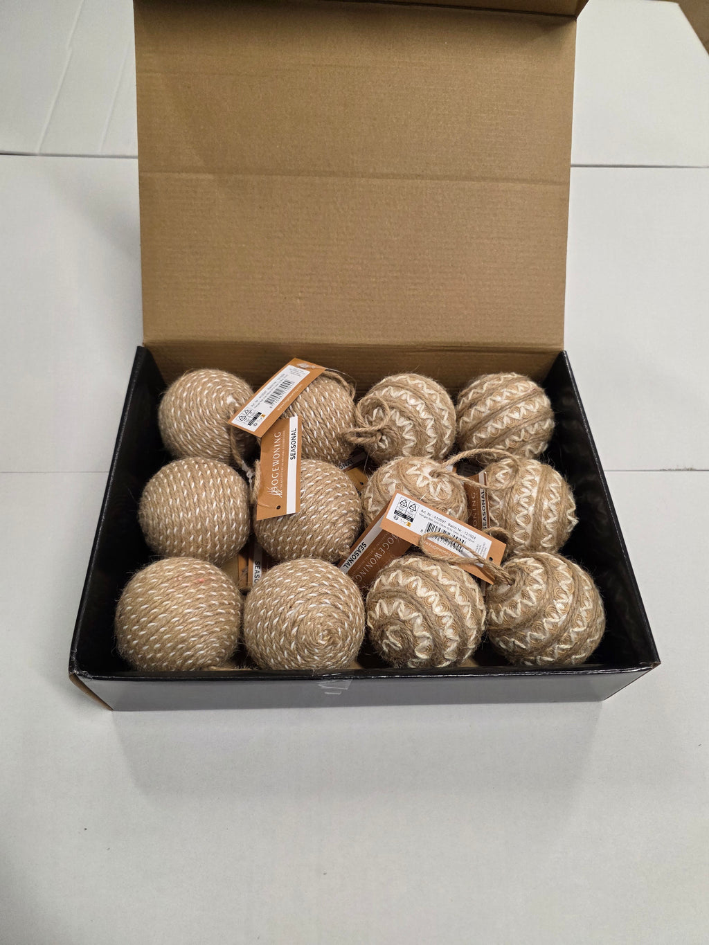 Bauble Jute Natural 8cm X12