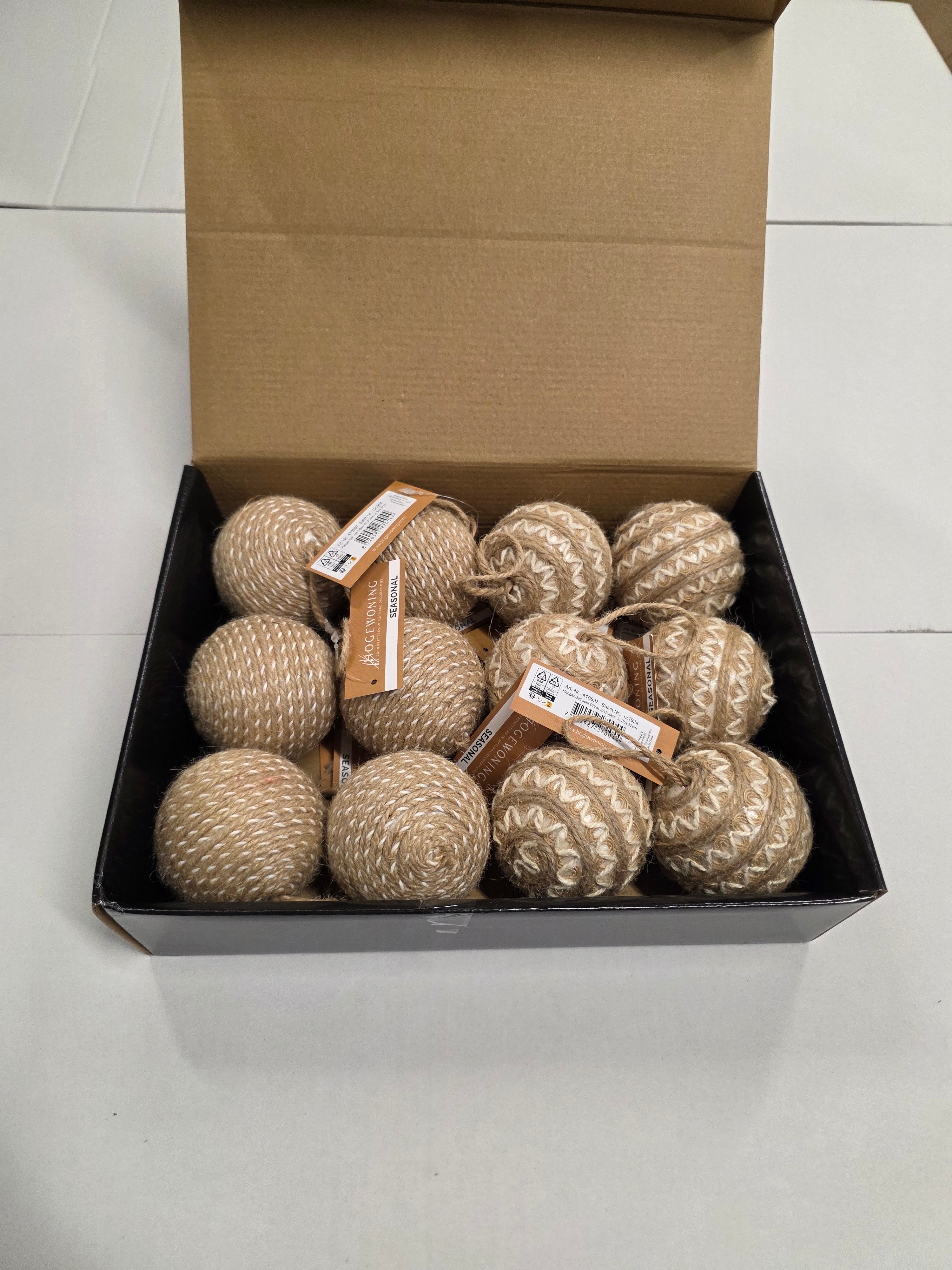 Bauble Jute Natural 8cm X12
