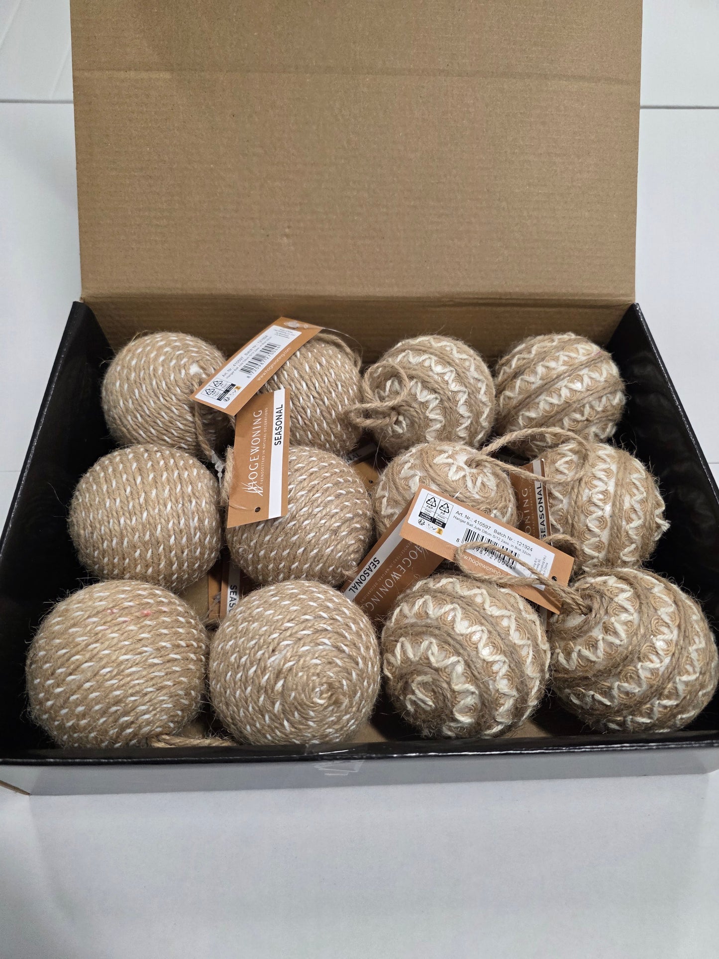 Bauble Jute Natural 8cm X12