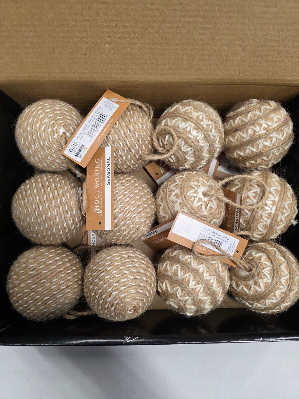 Bauble Jute Natural 8cm X12
