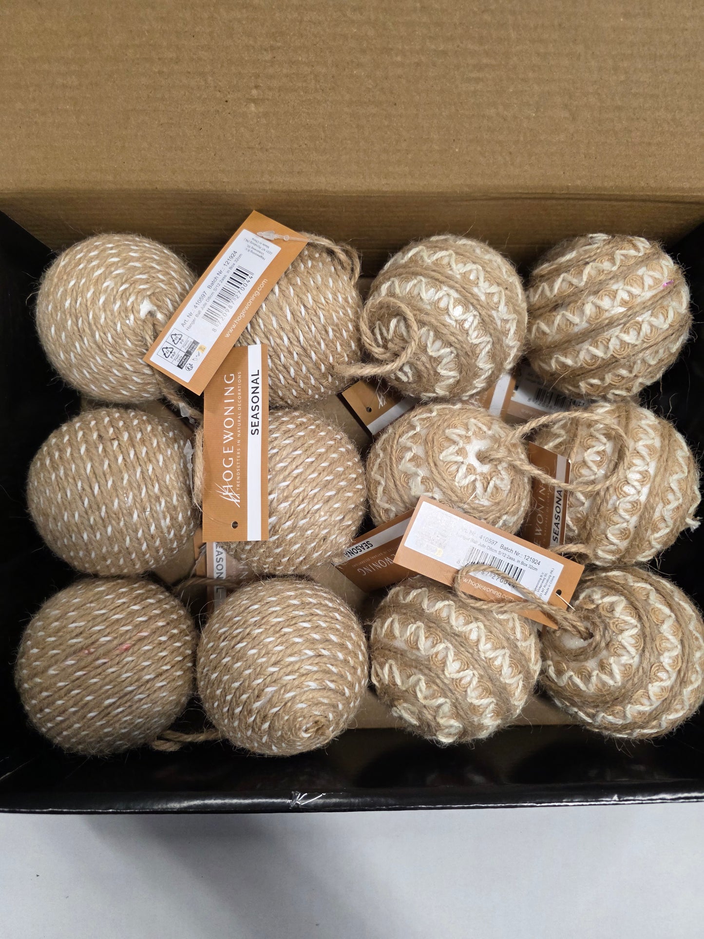 Bauble Jute Natural 8cm X12