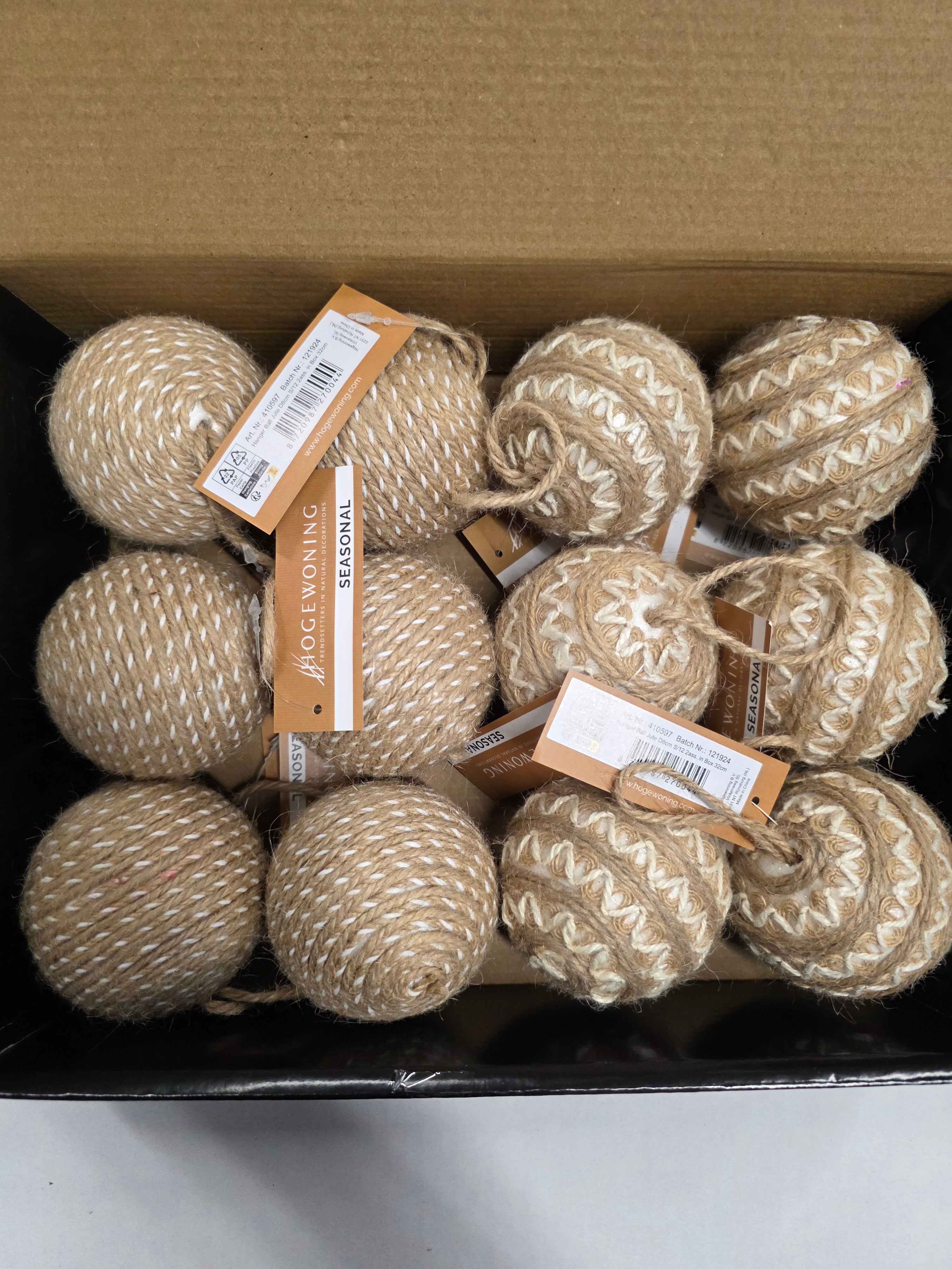 Bauble Jute Natural 8cm X12