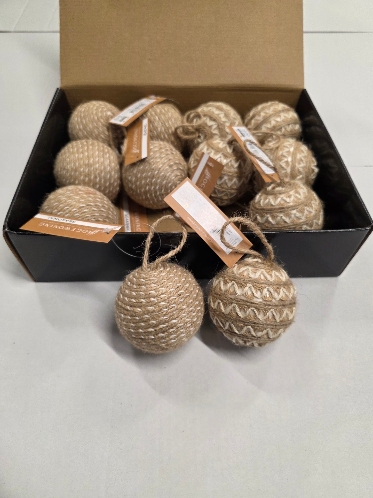 Bauble Jute Natural 8cm X12