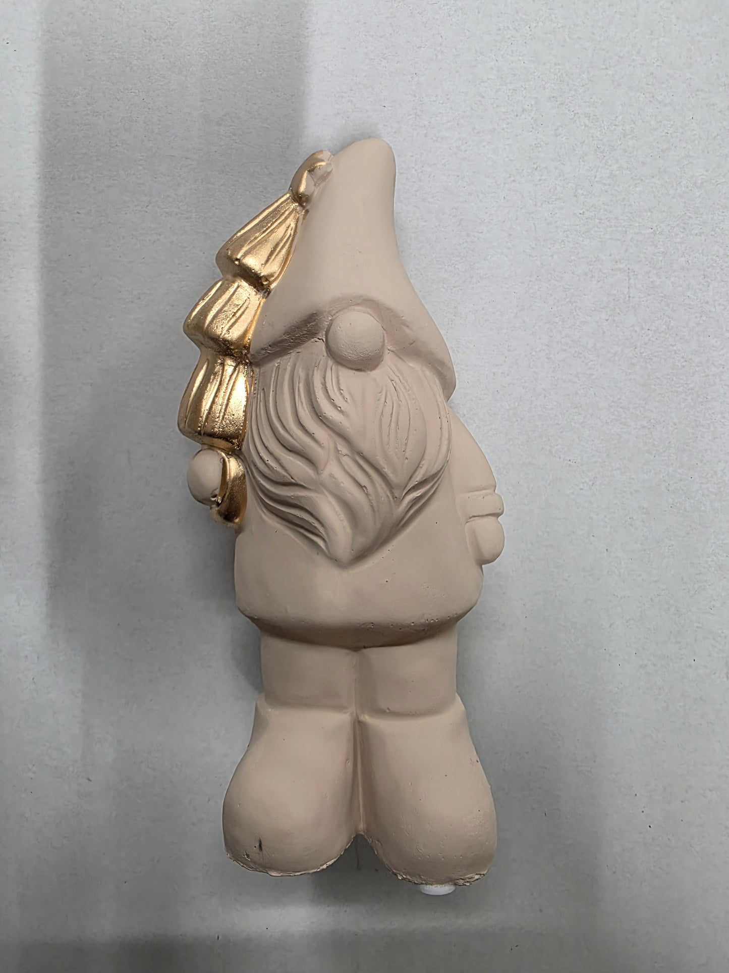Cement Xmas Gnome Beige 19x9cm