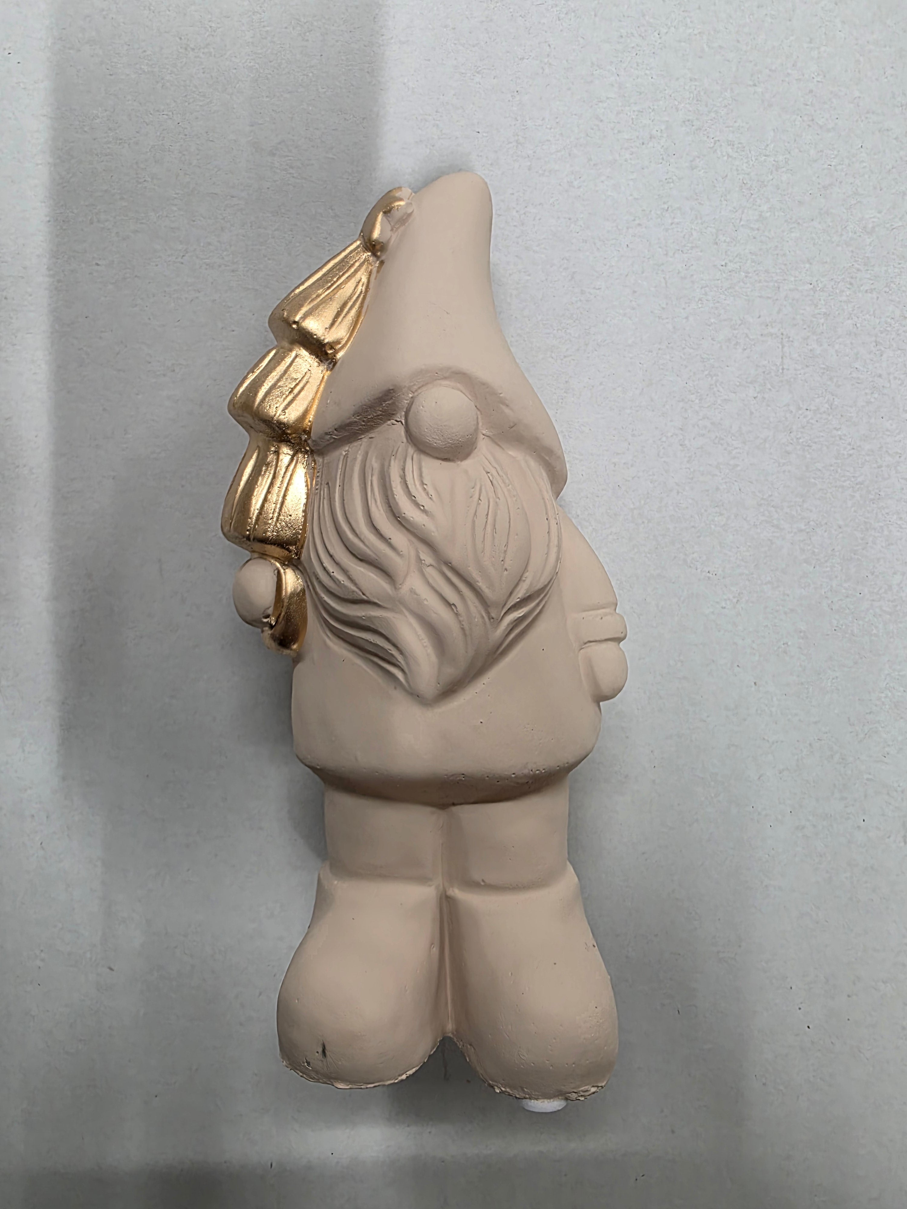 Cement Xmas Gnome Beige 19x9cm